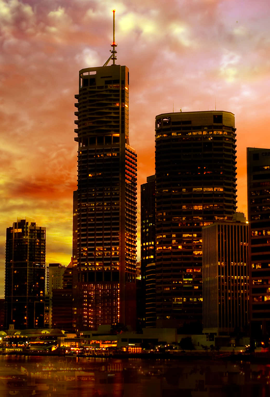 City Sunset iPhone, skyscrapers, sunset hues, HD Phone Wallpaper