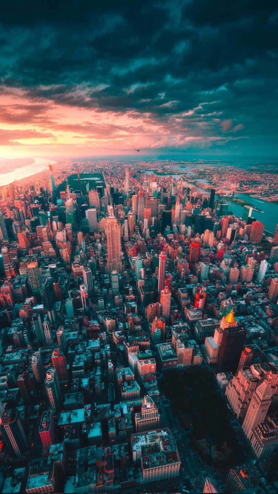 City Sunset iPhone, aerial view, cityscape, HD Phone Wallpaper