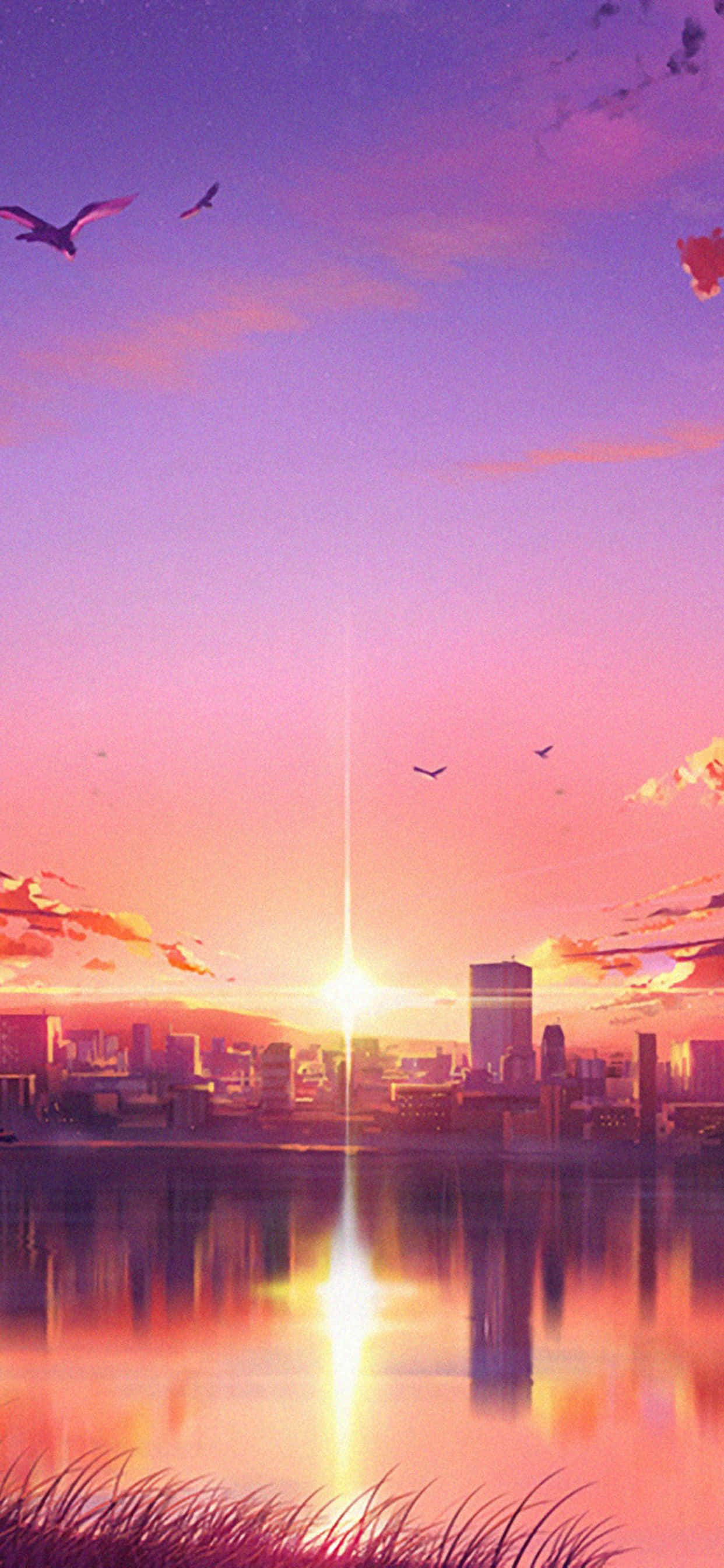 City Sunset iPhone, sunset, city skyline, 2K Phone Wallpaper