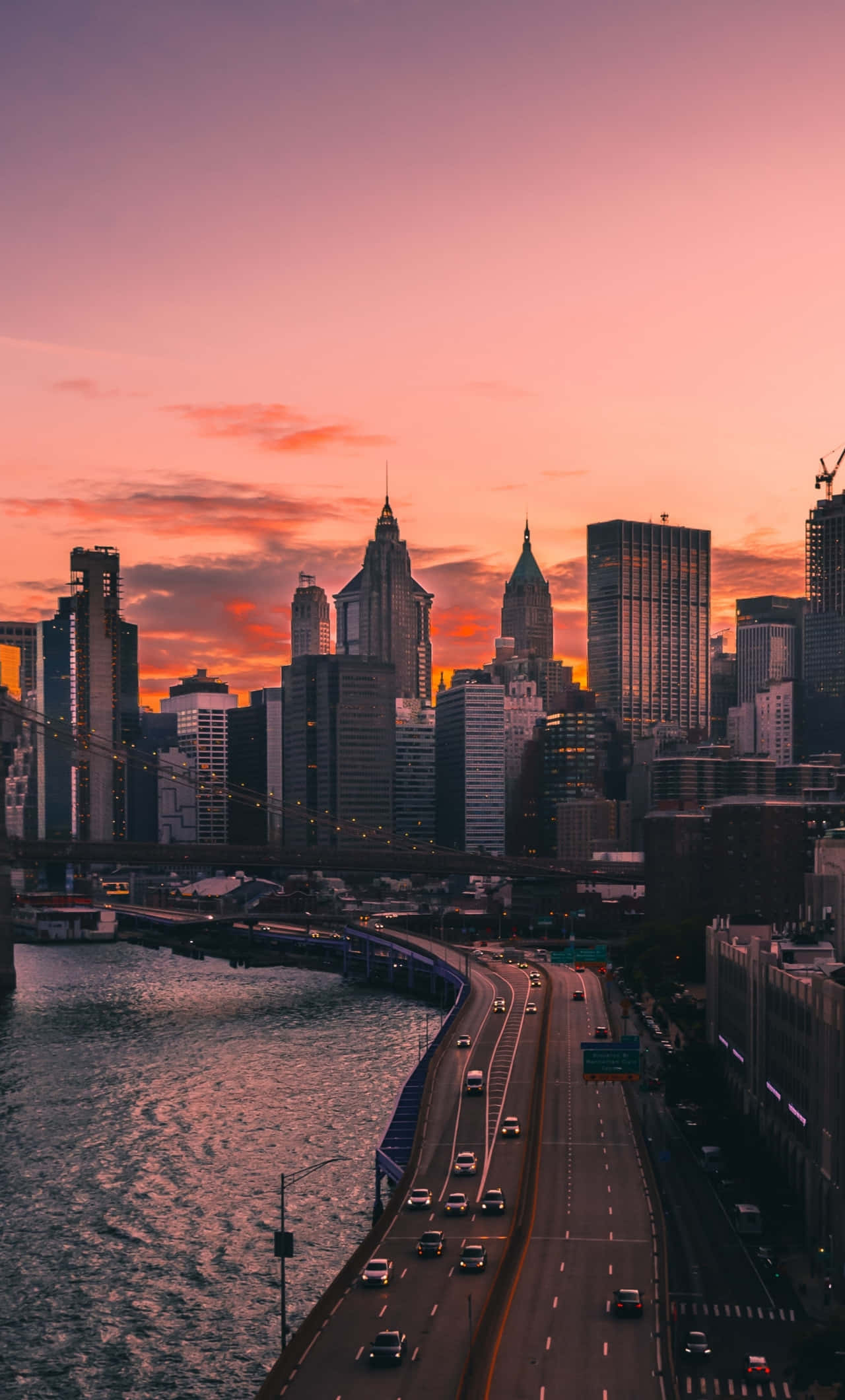 City Sunset iPhone, sunset, city skyline, Full HD Phone Wallpaper
