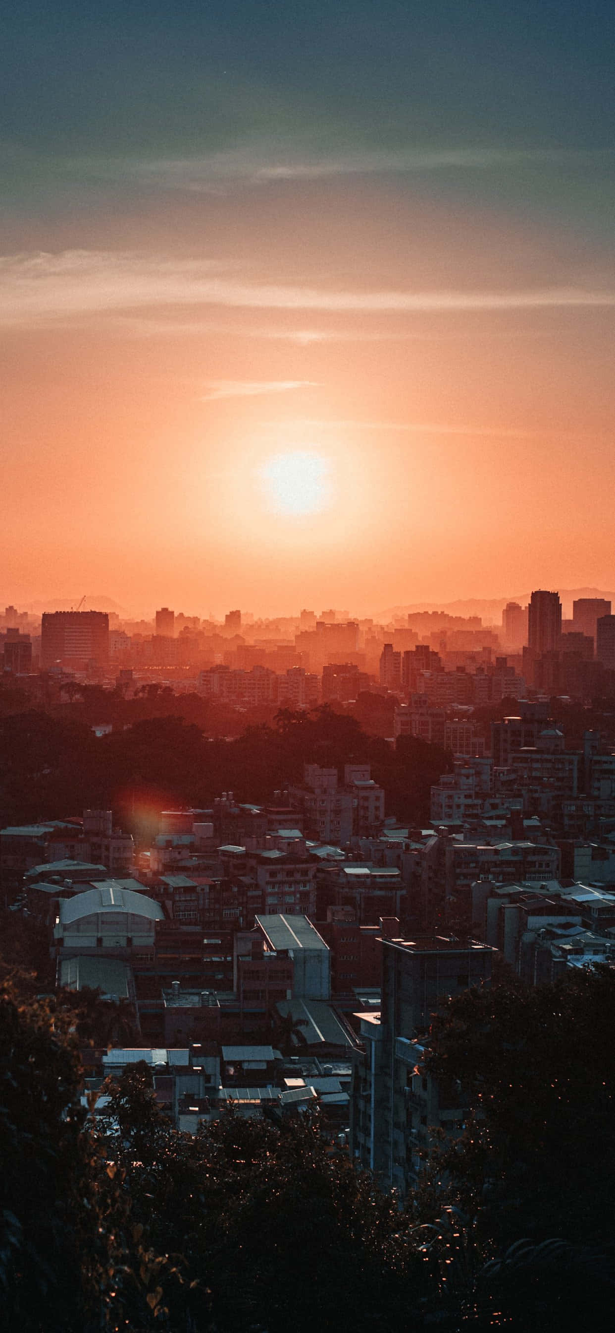 City Sunset iPhone, sunset, orange, 2K Phone Wallpaper