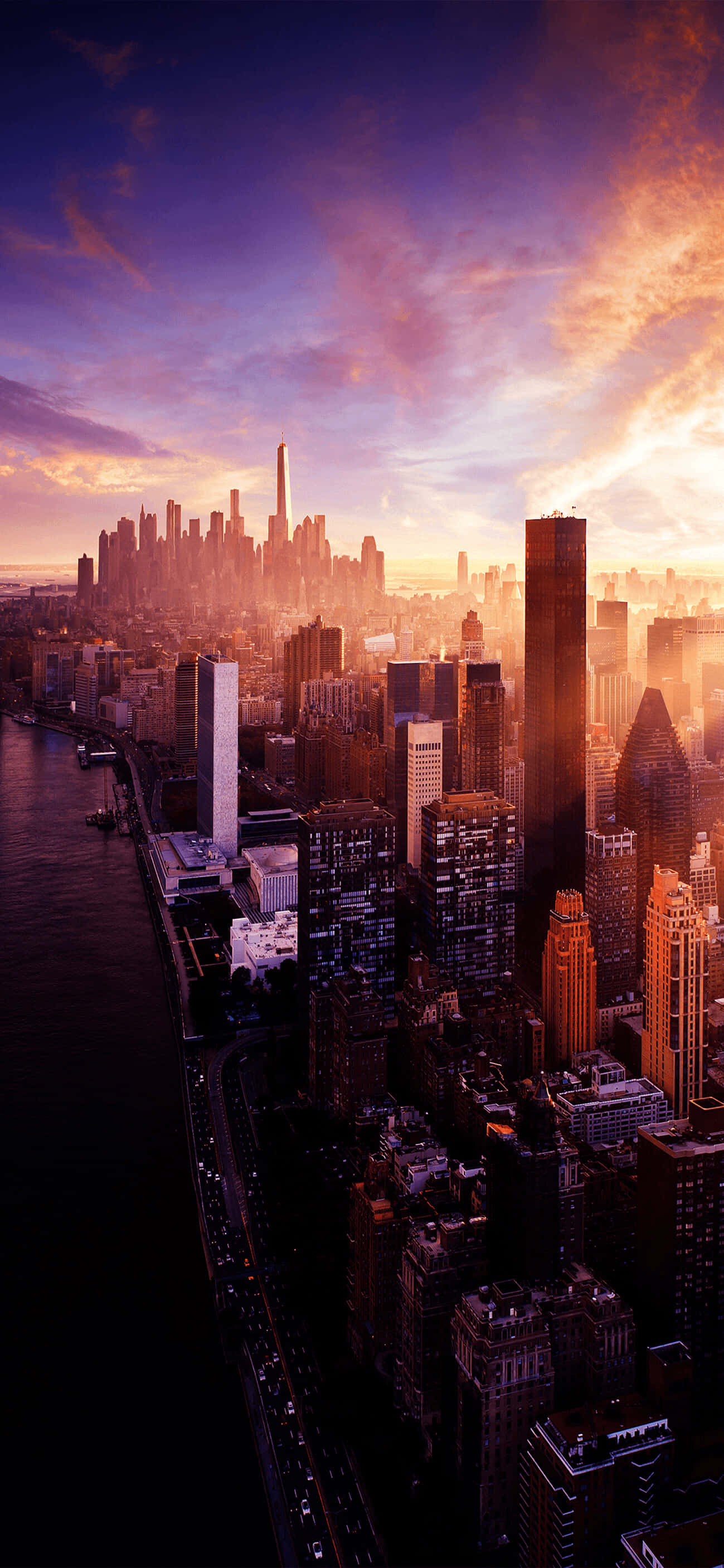 City Sunset iPhone, sunset, golden light, 2K Phone Wallpaper