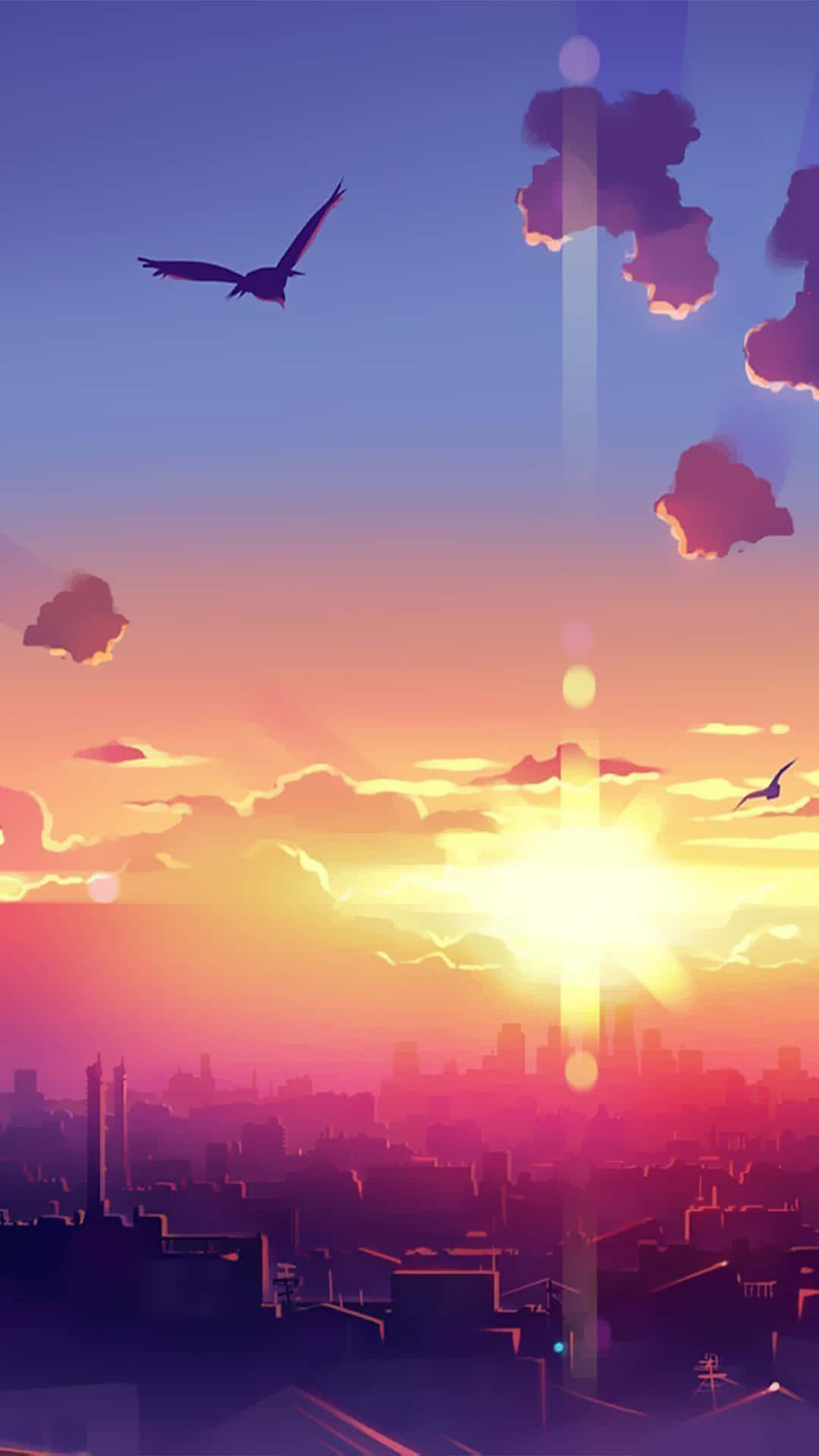 City Sunset iPhone, sunset, city skyline, Full HD Phone Wallpaper