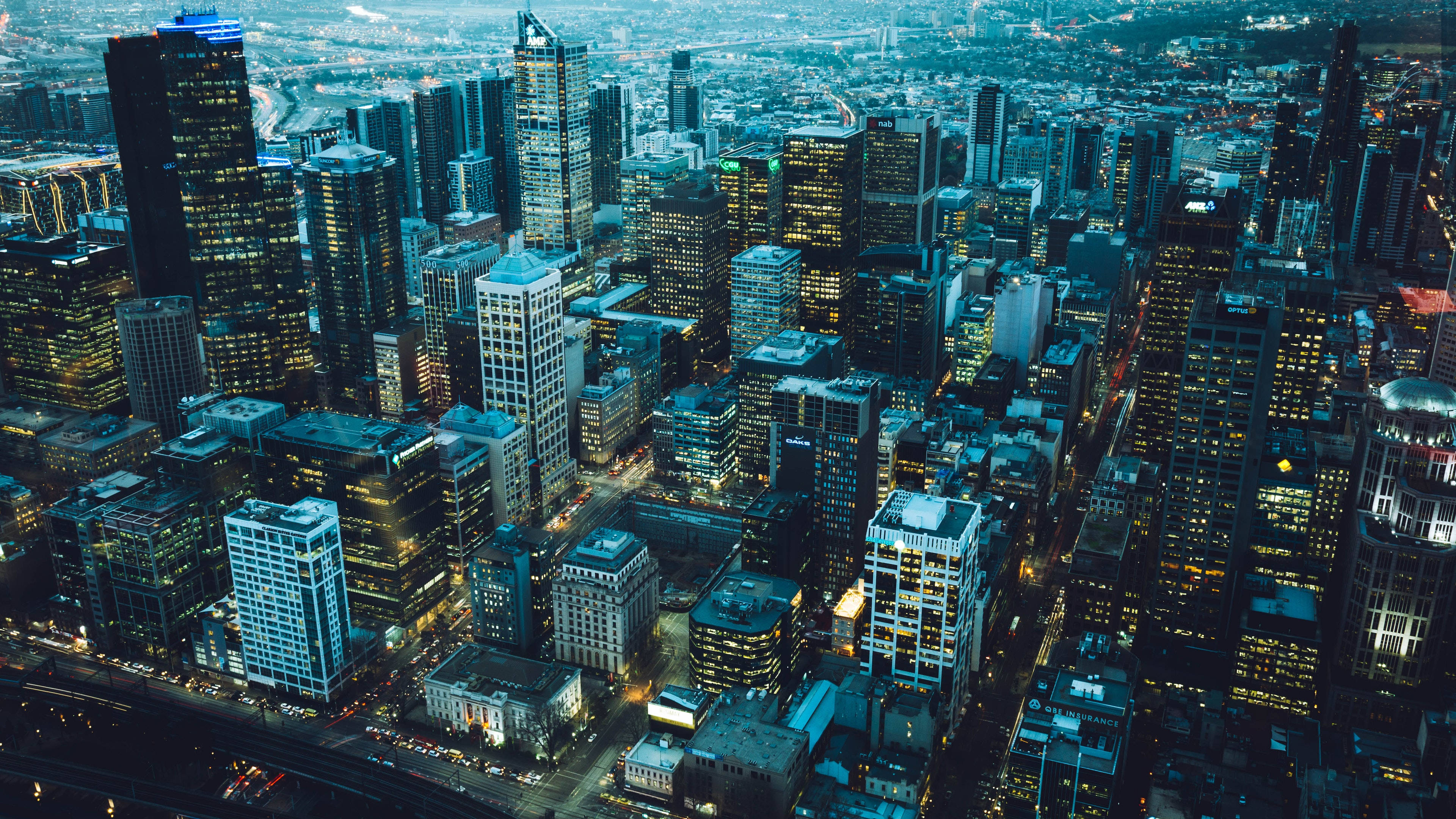 4K Ultra HD 2160p, bird's eye cityscape, night, 4K Desktop Wallpaper