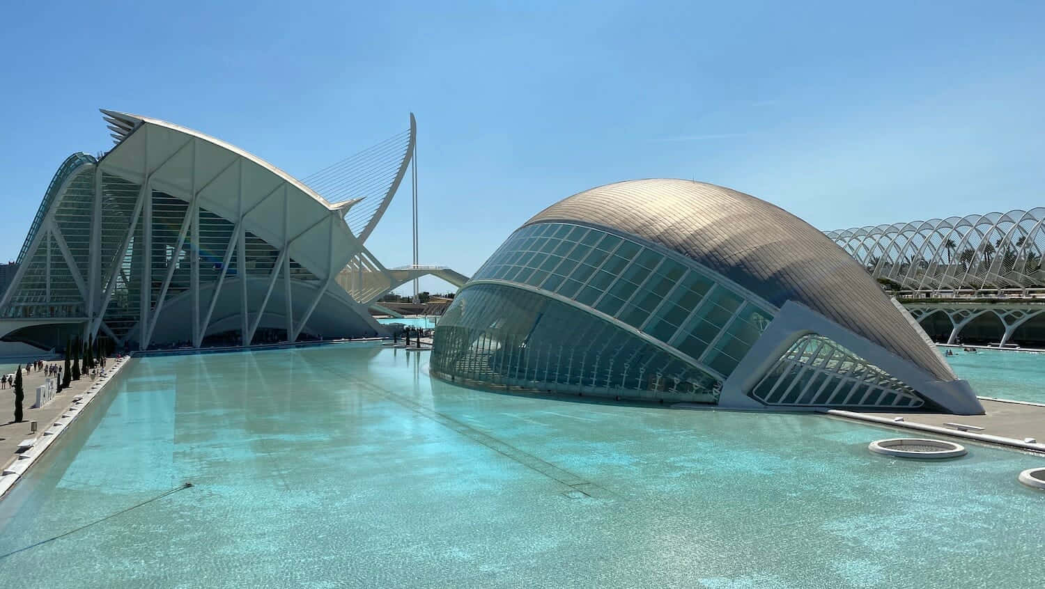 Ciudad De Las Artes Y Las Ciencias, twilight, futuristic glass and steel architecture, HD Desktop Wallpaper
