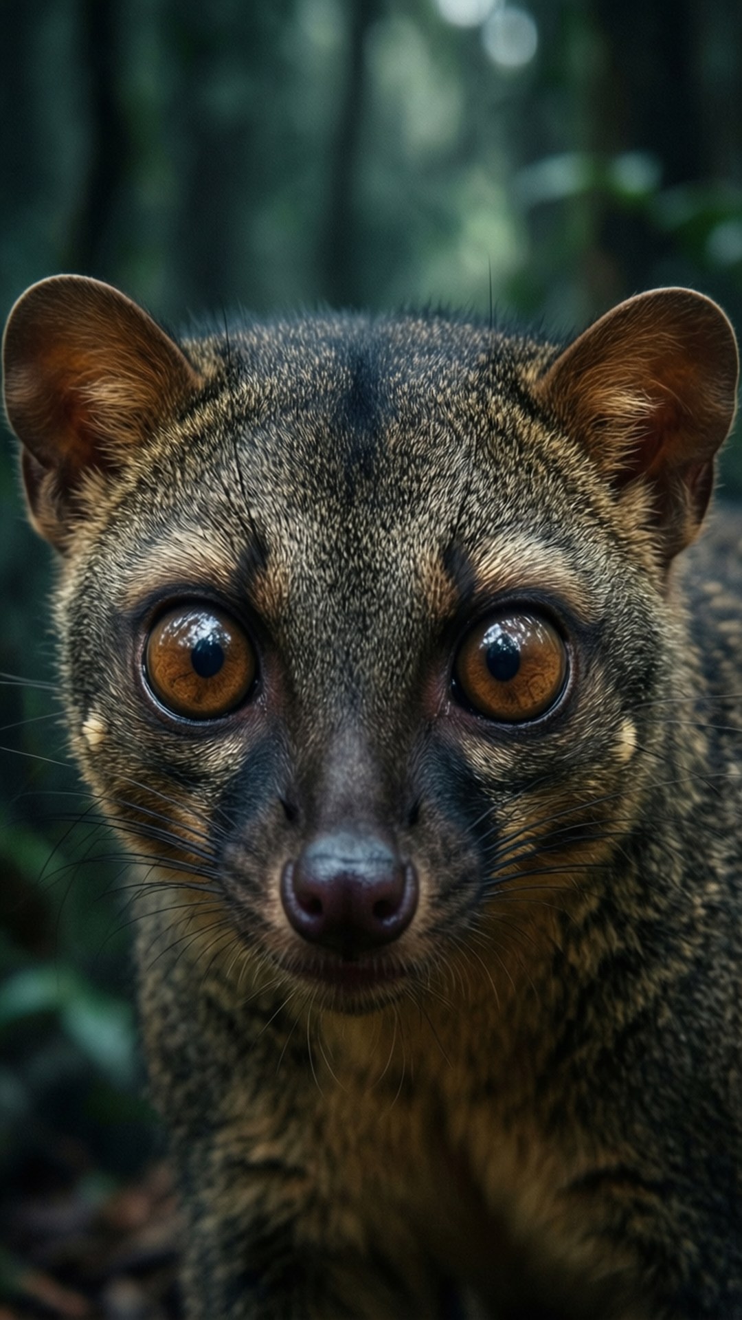 mystical civet, amber eyes, dark spotted fur, Full HD Phone Wallpaper