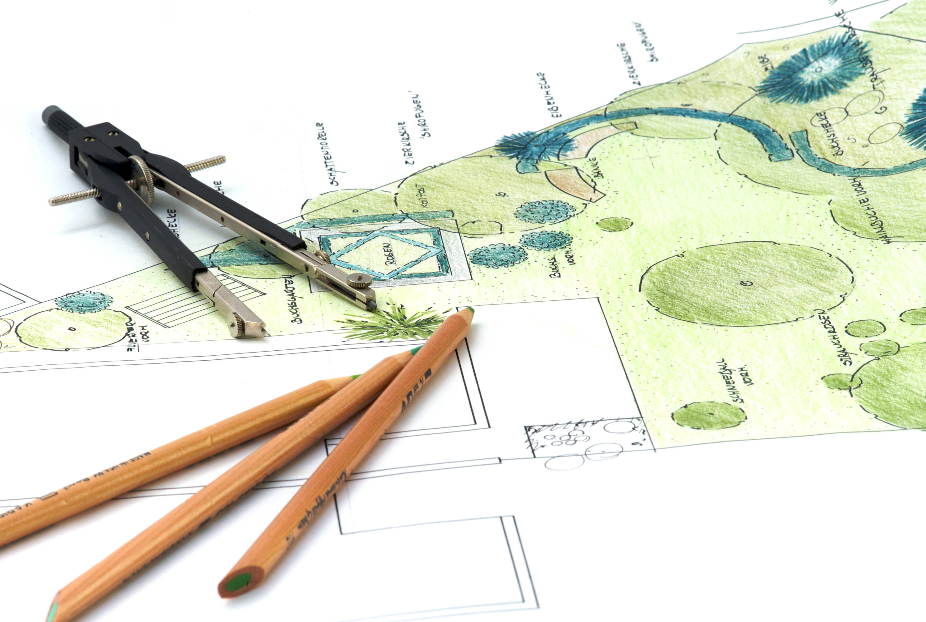 pencils, compass, colored pencil drawings, 2K Desktop Wallpaper