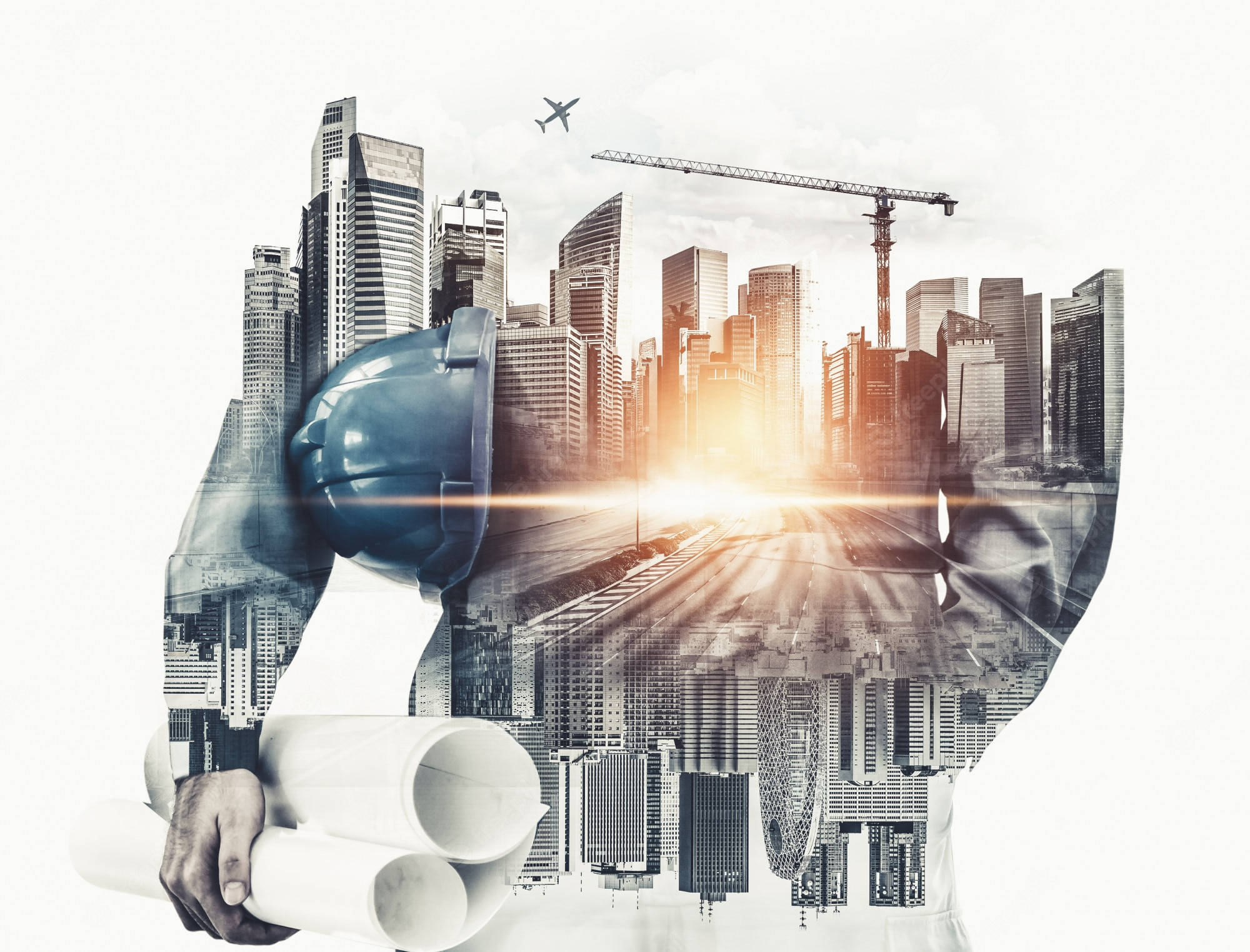 construction worker, blueprints, bustling cityscape, Full HD Desktop Wallpaper