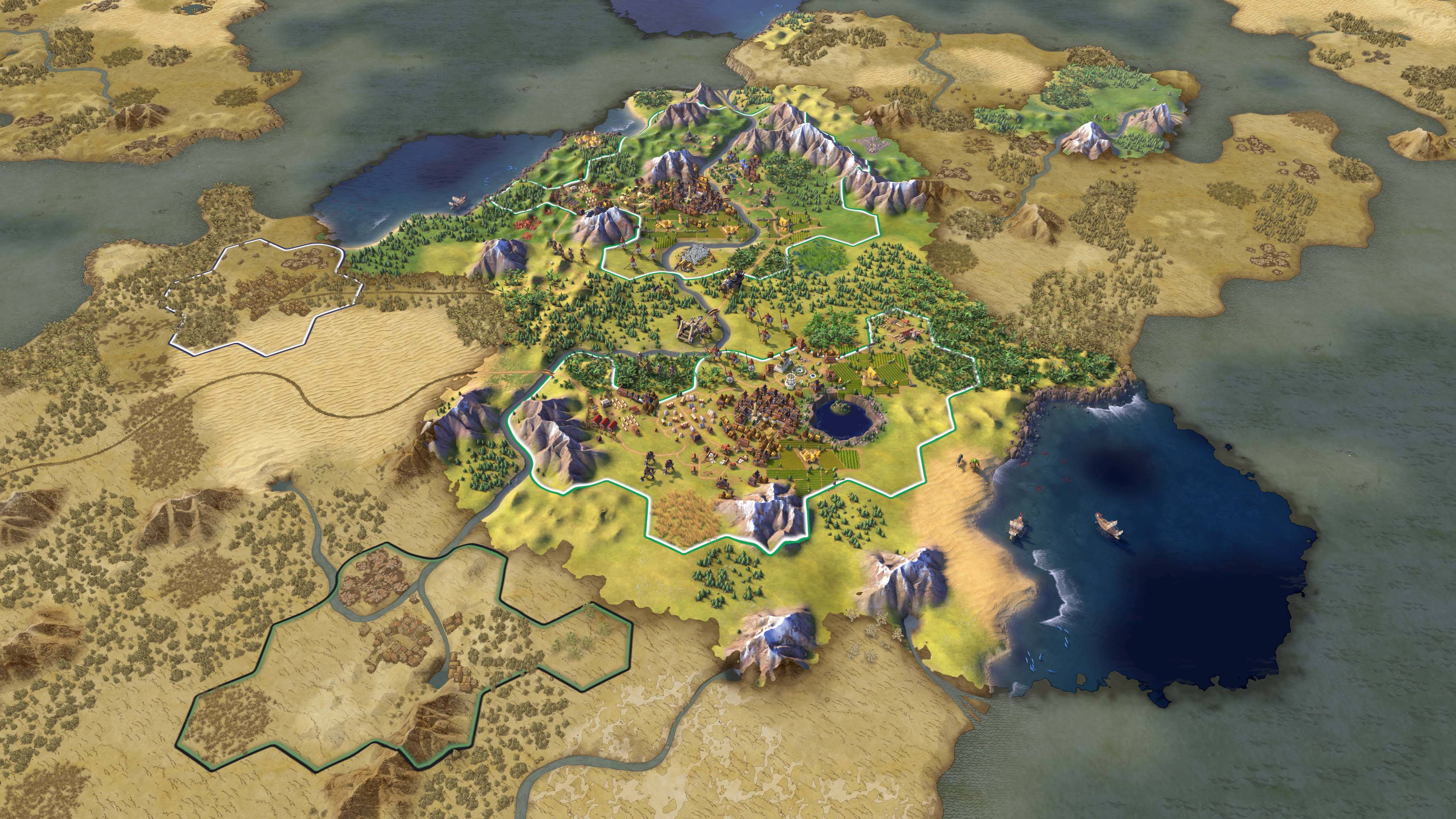 fractal map, Civilization 5, hex-grid, 4K Desktop Wallpaper