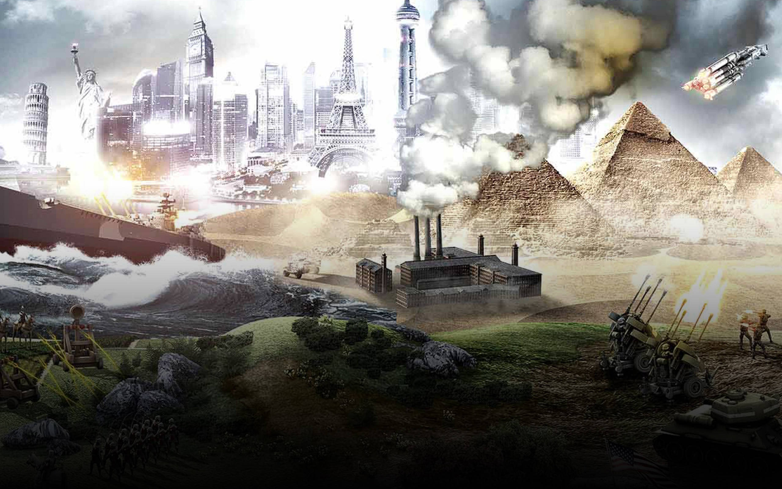 Civilization 5, warships, tanks, 2K Desktop Wallpaper