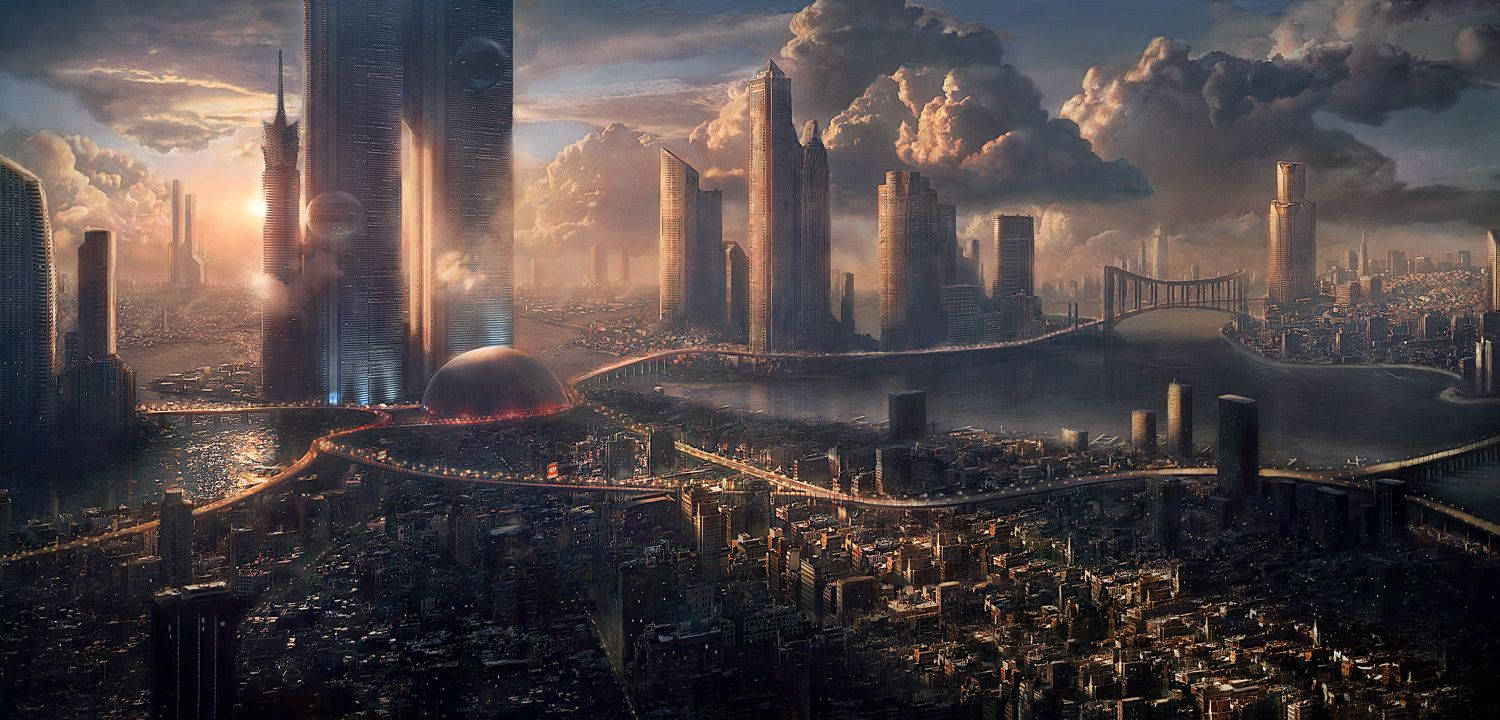 City Skyscrapers, Civilization 5, sunset, HD Desktop Wallpaper