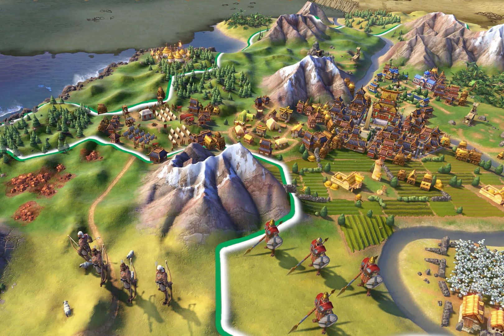 Civilization V, isometric view, medieval settlement, HD Desktop Wallpaper