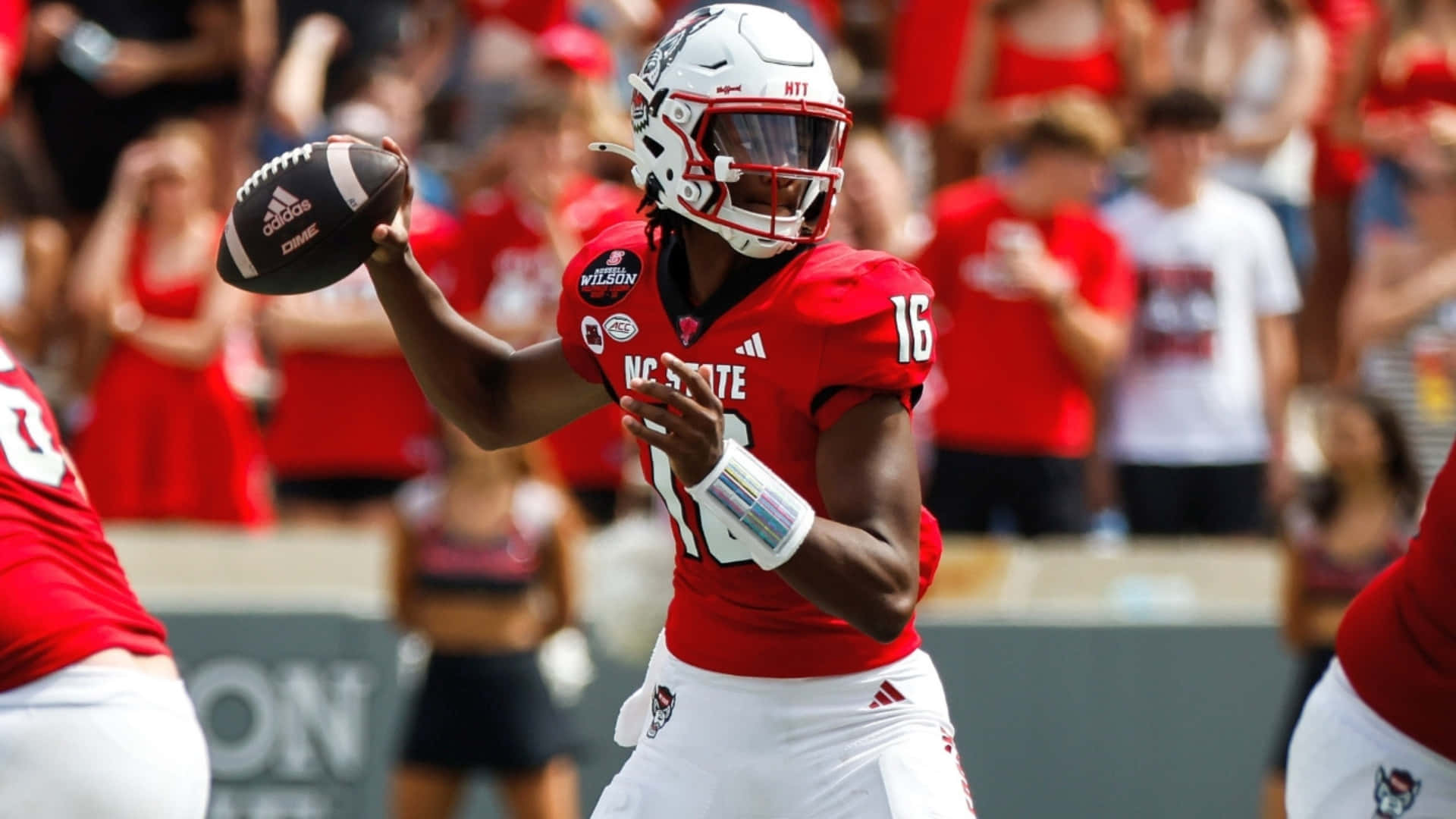 Cj Bailey, North Carolina State football quarterback, red and white uniform, Full HD Desktop Wallpaper