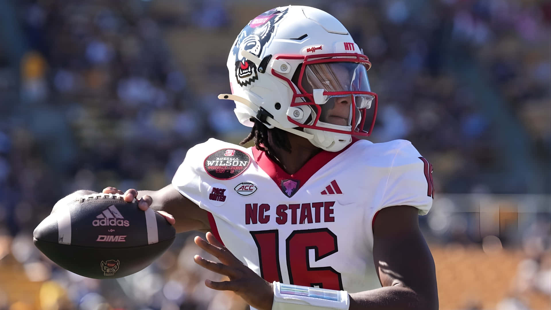 Cj Bailey, NC State football player, white and red uniform, Full HD Desktop Wallpaper