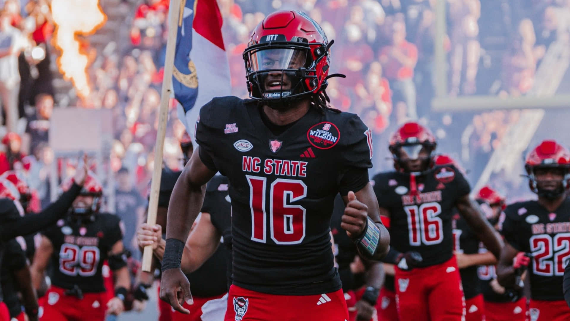 C J Bailey, NC State football player, number 16, Full HD Desktop Wallpaper