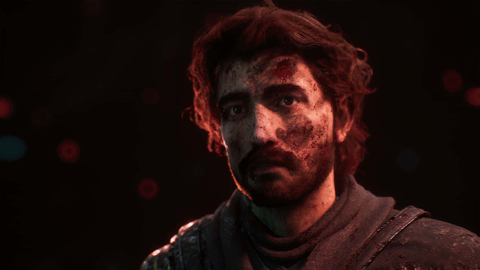 Clair Obscur Expedition 33, bloodied man, intense eyes, Full HD Desktop Wallpaper