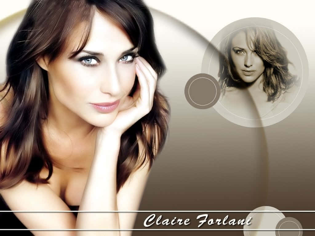 Claire Forlani, beige background, circular design elements, SD Desktop Wallpaper