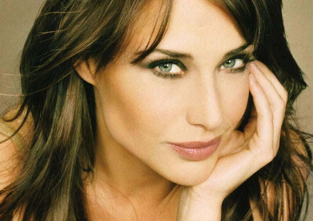 Claire Forlani, blue eyes, dark hair, SD Desktop Wallpaper