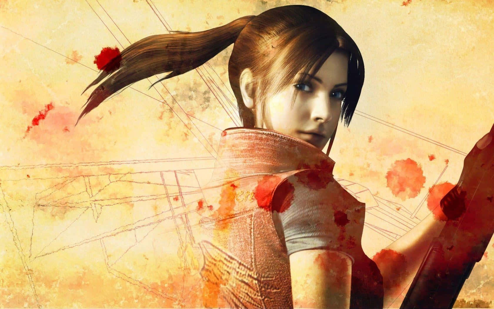 Claire Redfield, blood-splattered, ponytail, HD Desktop Wallpaper