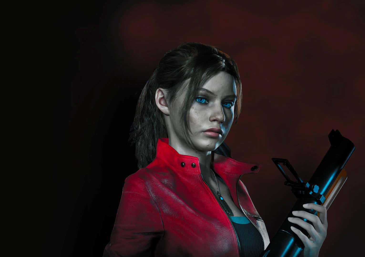 Claire Redfield, blue eyes, red jacket, HD Desktop Wallpaper