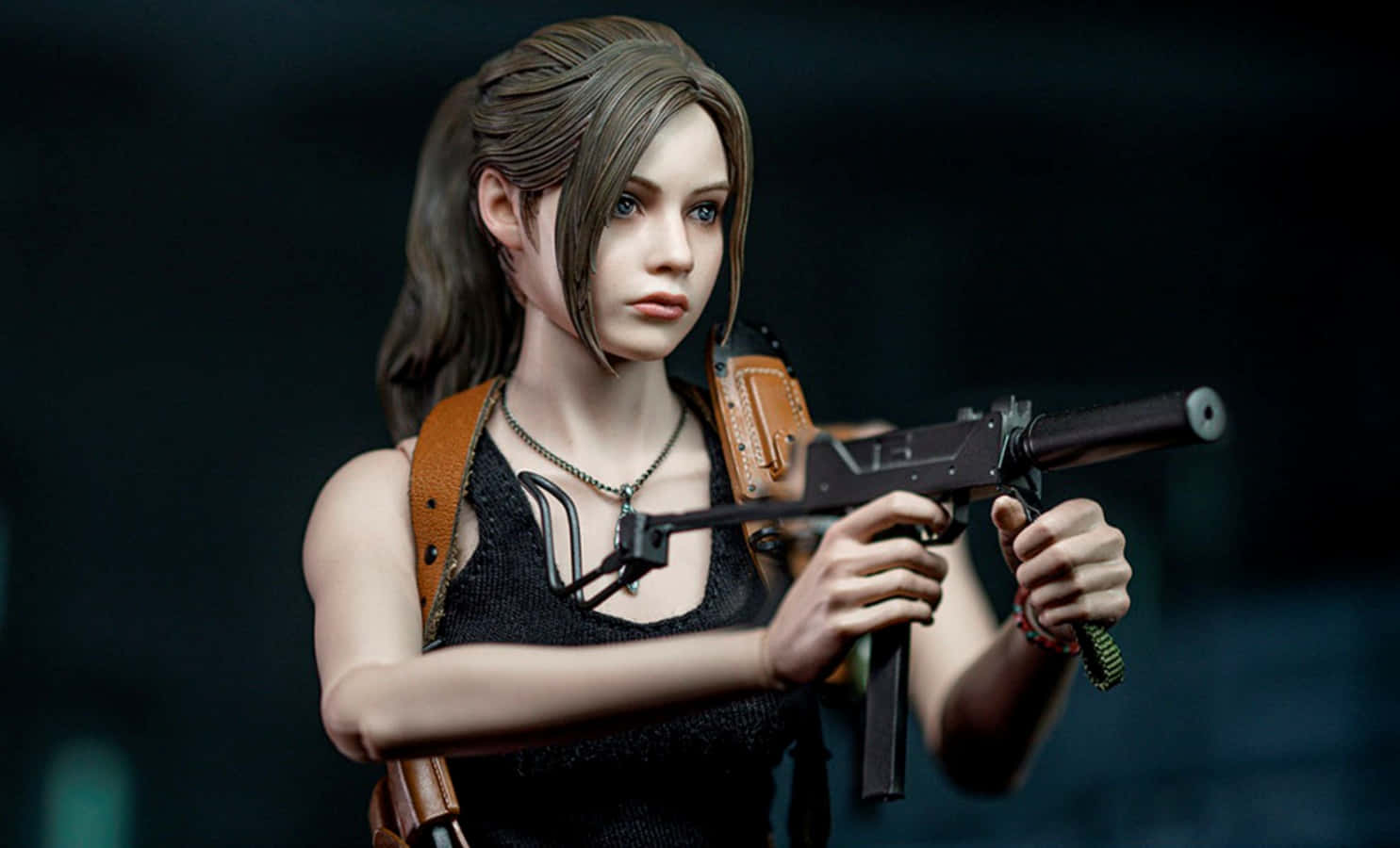 Claire Redfield, submachine gun, brown hair, HD Desktop Wallpaper