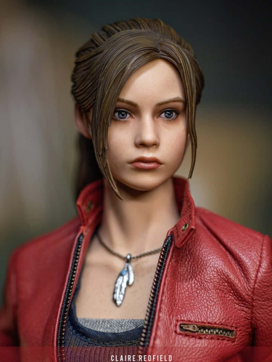 Claire Redfield, red leather jacket, feather necklace, SD Phone Wallpaper