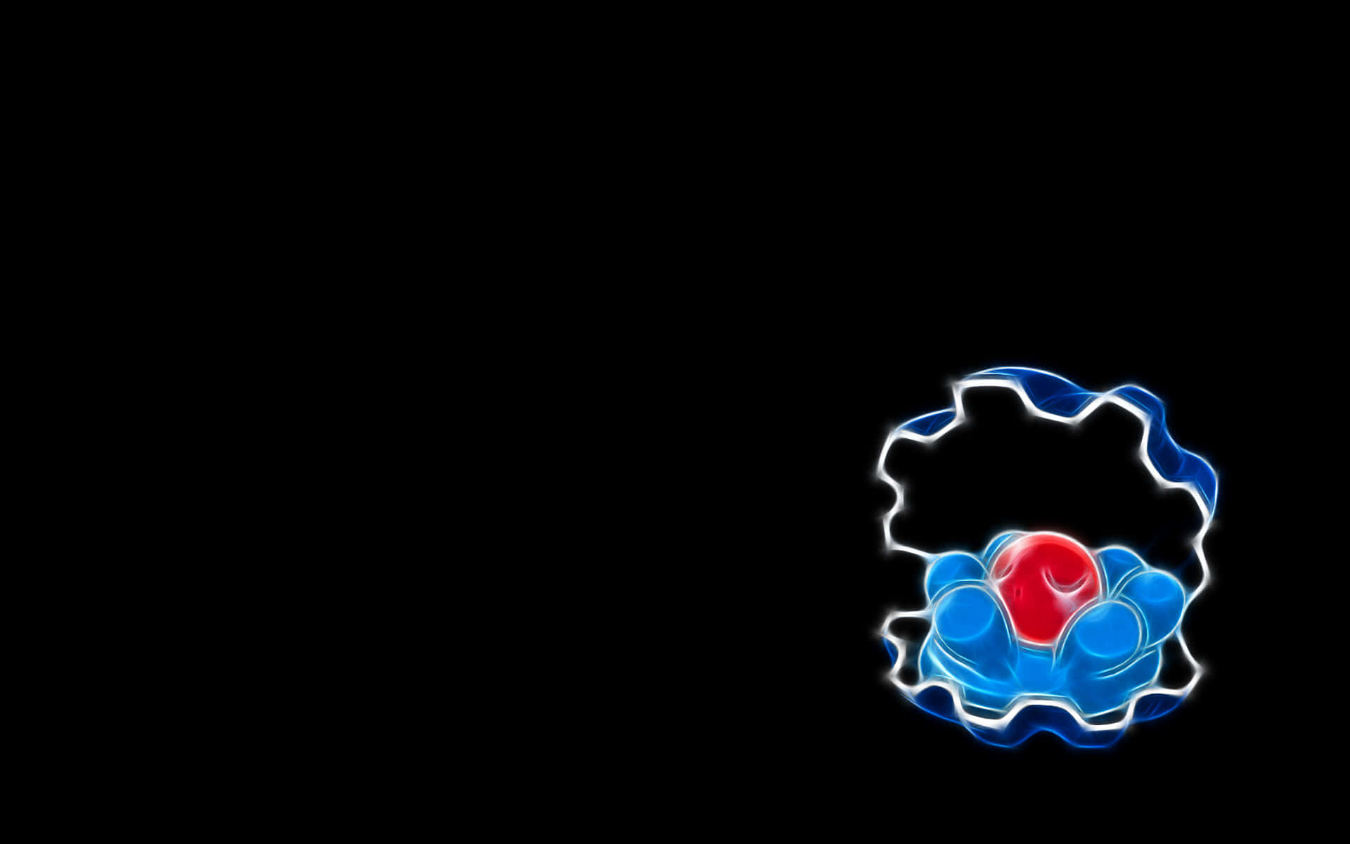 Glowing Clamperl, blue and red abstract shape, white neon outline, Full HD Desktop Wallpaper