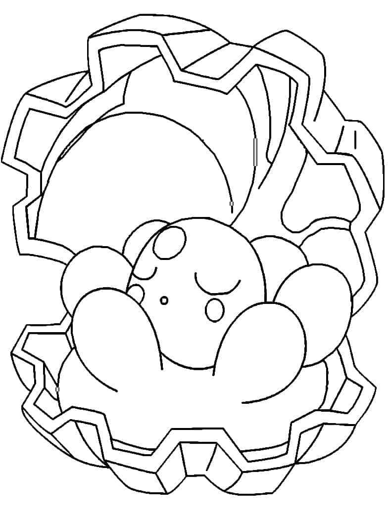 Clamperl, line art, jagged circular frame, SD Phone Wallpaper