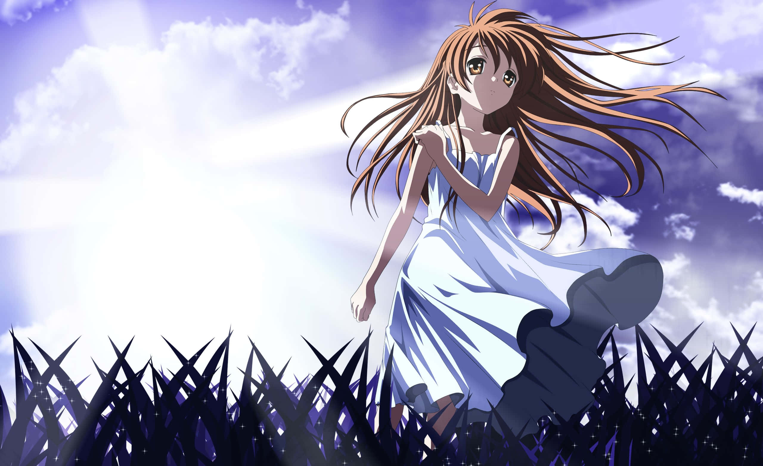 Clannad After Story, main characters, white dress, 2K Desktop Wallpaper