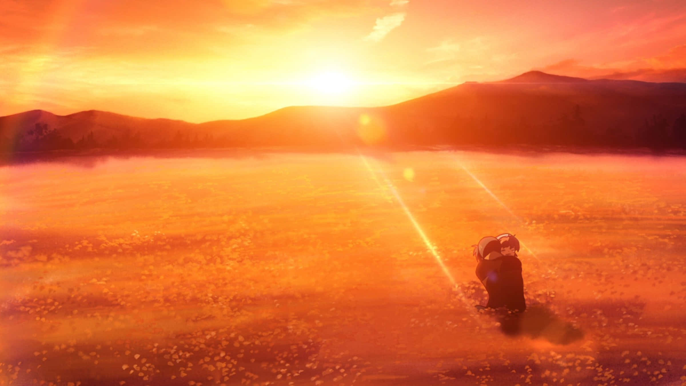 Clannad After Story, sunset, misty lake, Full HD Desktop Wallpaper