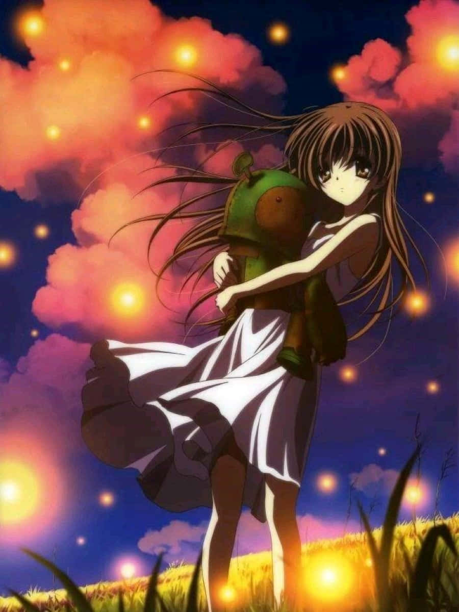Clannad After Story, young anime girl, long brown hair, SD Phone Wallpaper