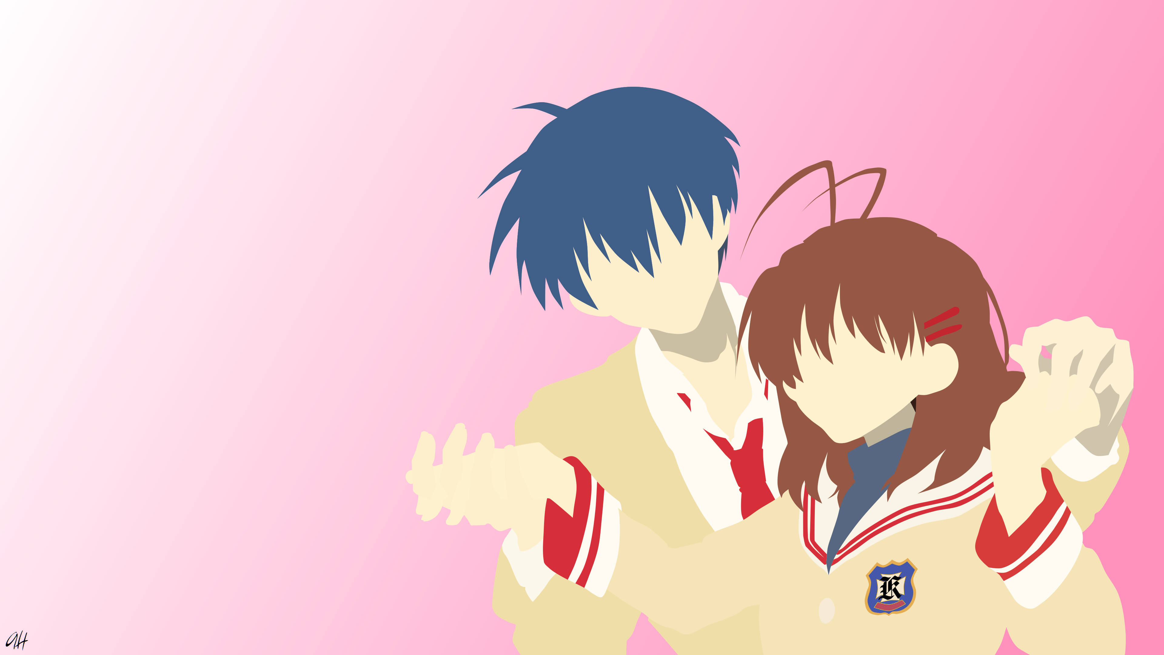 Clannad, anime students, school uniforms, 4K Desktop Wallpaper