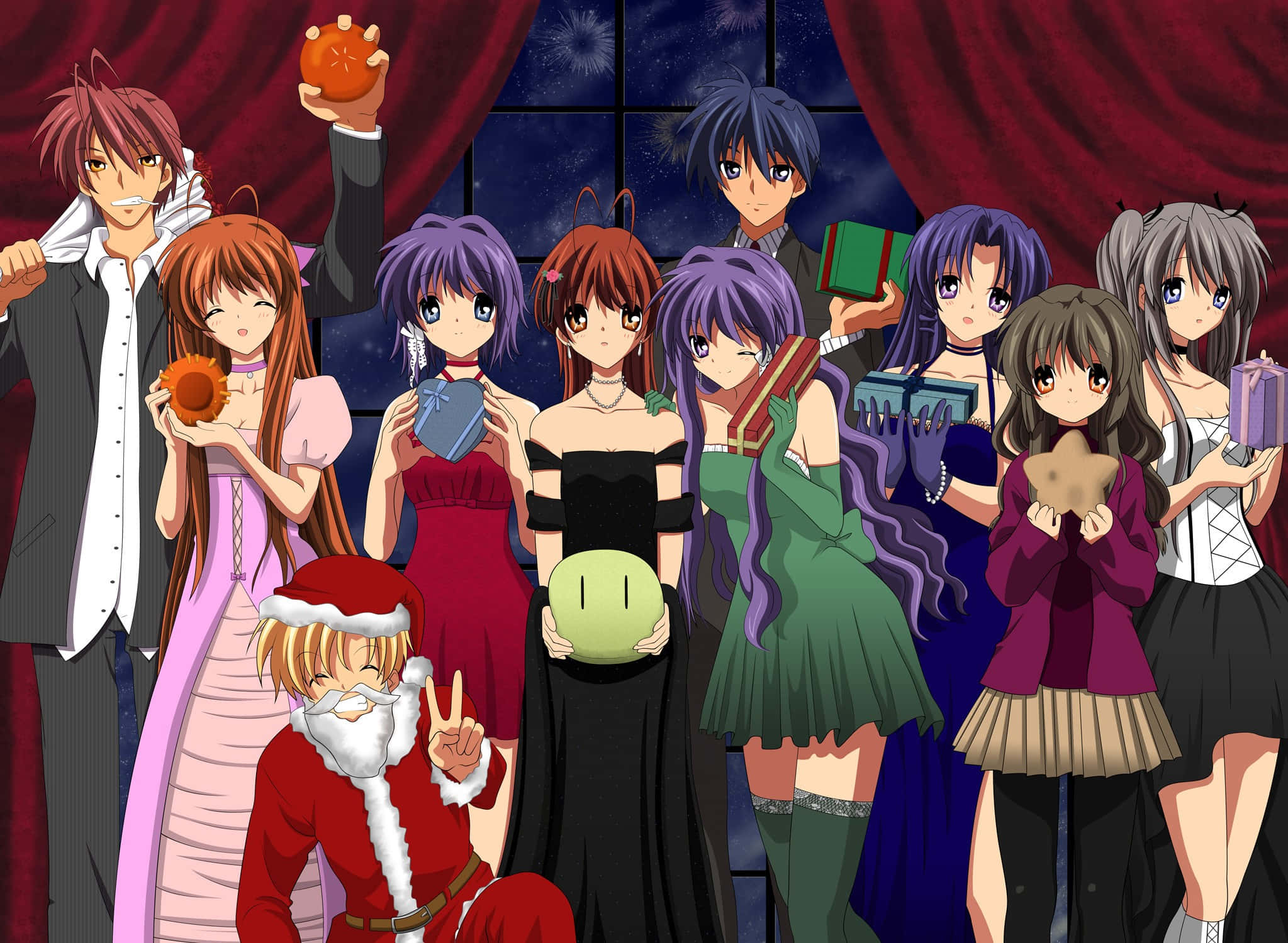 Clannad, anime characters, festive attire, Full HD Desktop Wallpaper