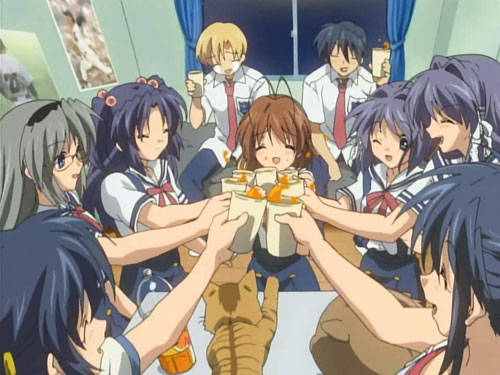 Clannad, anime schoolgirls, uniforms, SD Desktop Wallpaper