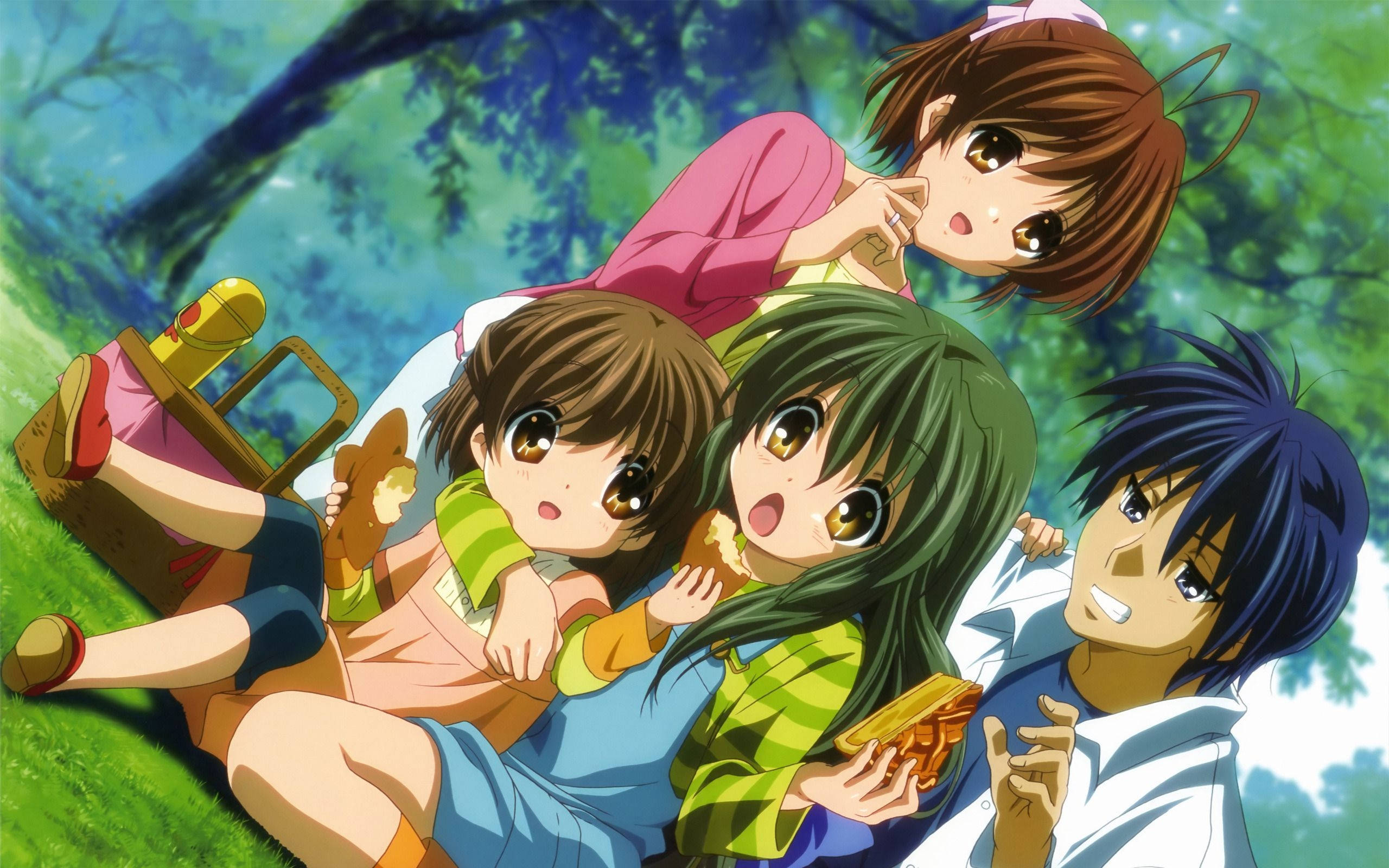 Clannad, anime characters, sunny picnic, 2K Desktop Wallpaper
