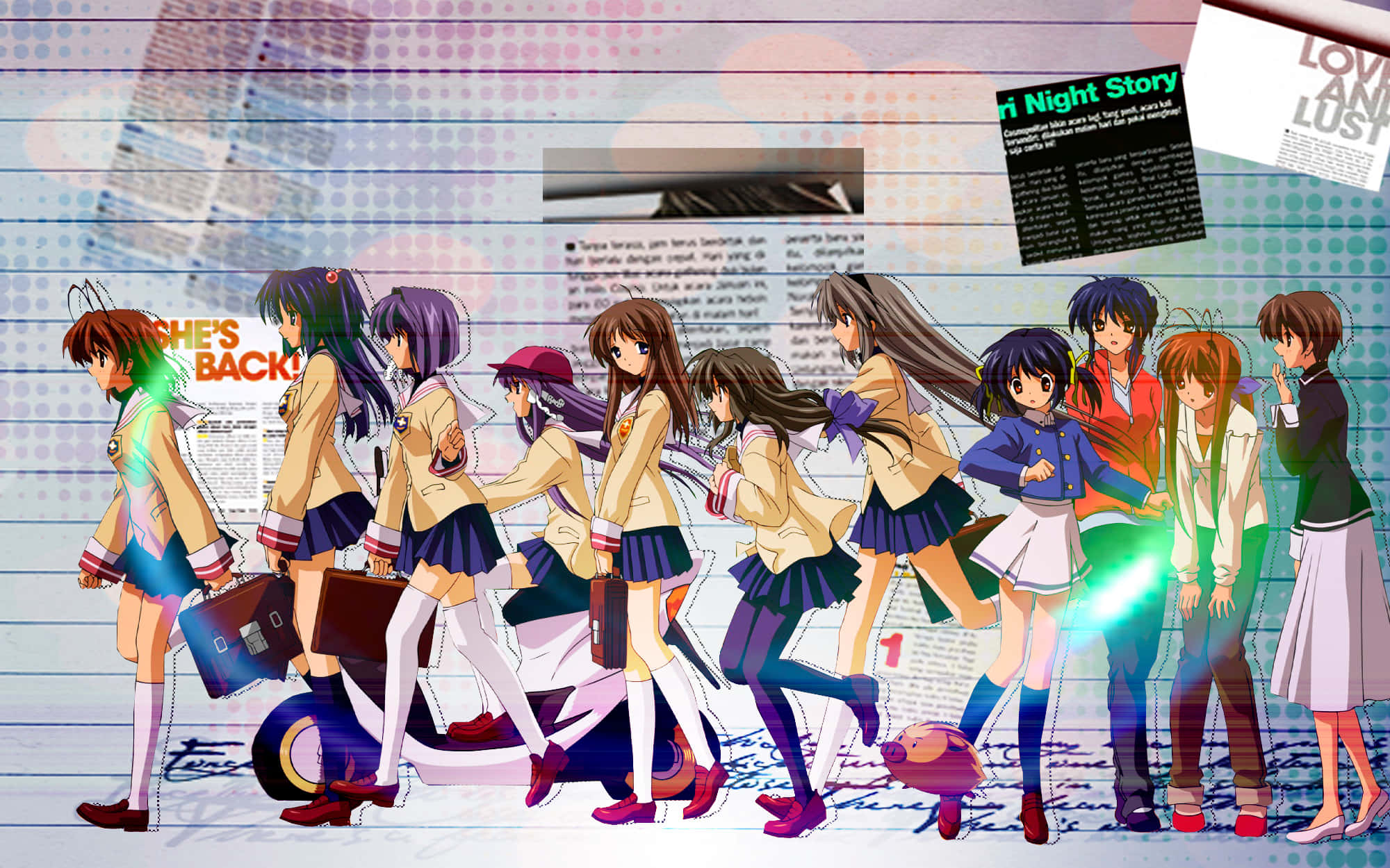 Clannad, anime girls, school uniforms, Full HD Desktop Wallpaper