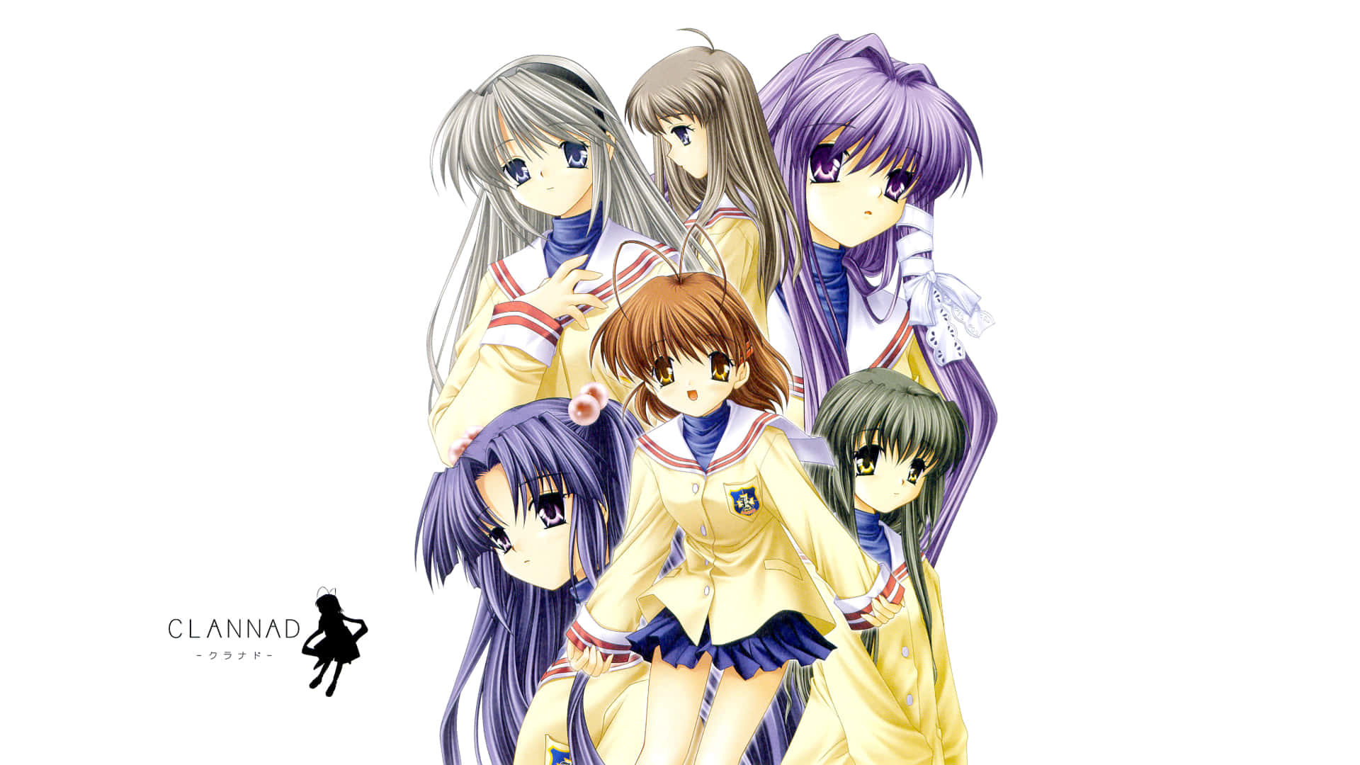 Clannad, anime girls, yellow school uniforms, Full HD Desktop Wallpaper