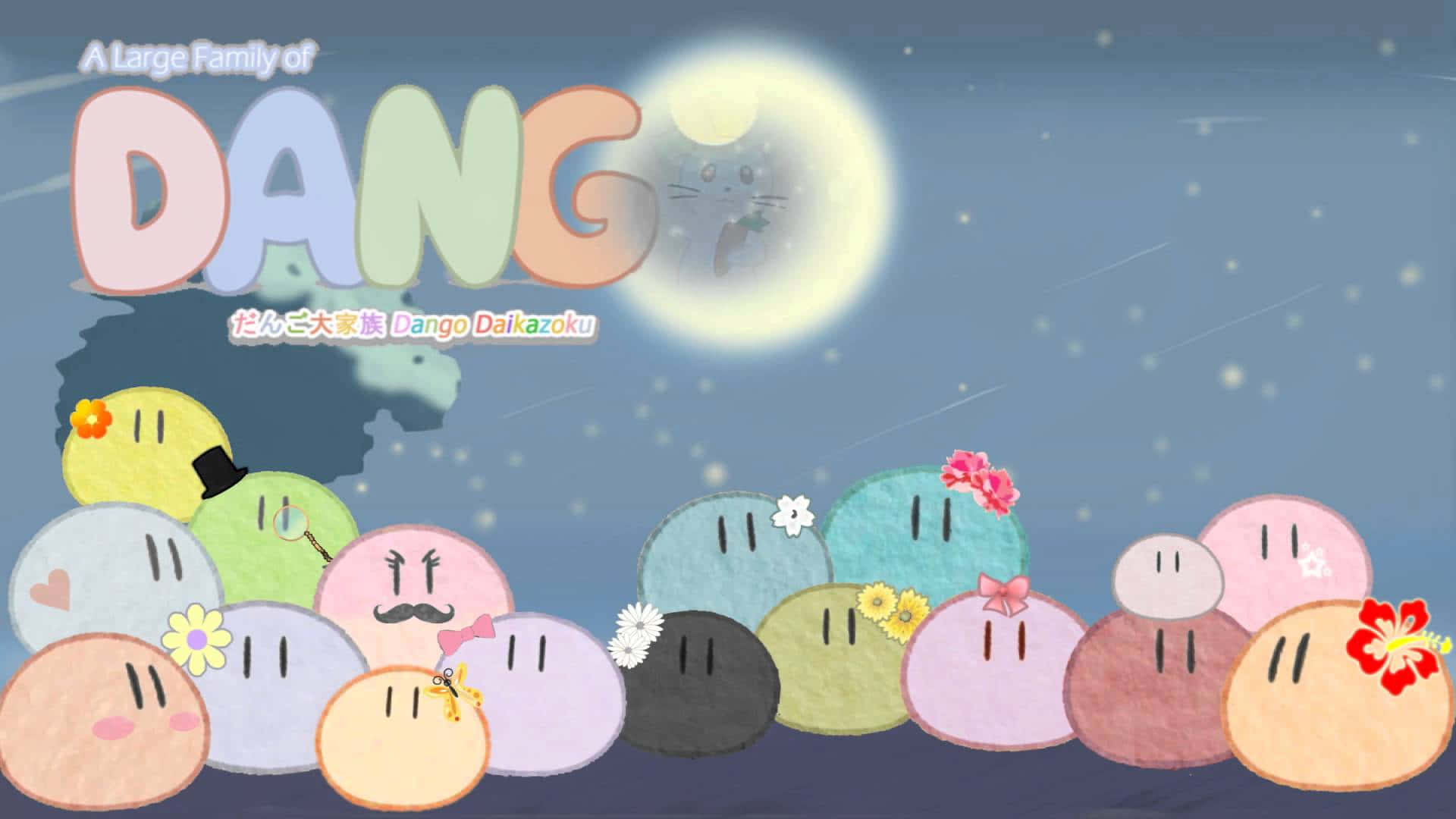 Clannad, dango characters, glowing moon, Full HD Desktop Wallpaper