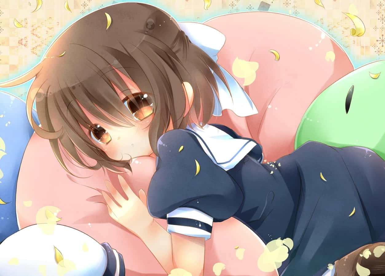 Clannad, sailor uniform, colorful cushions, SD Desktop Wallpaper