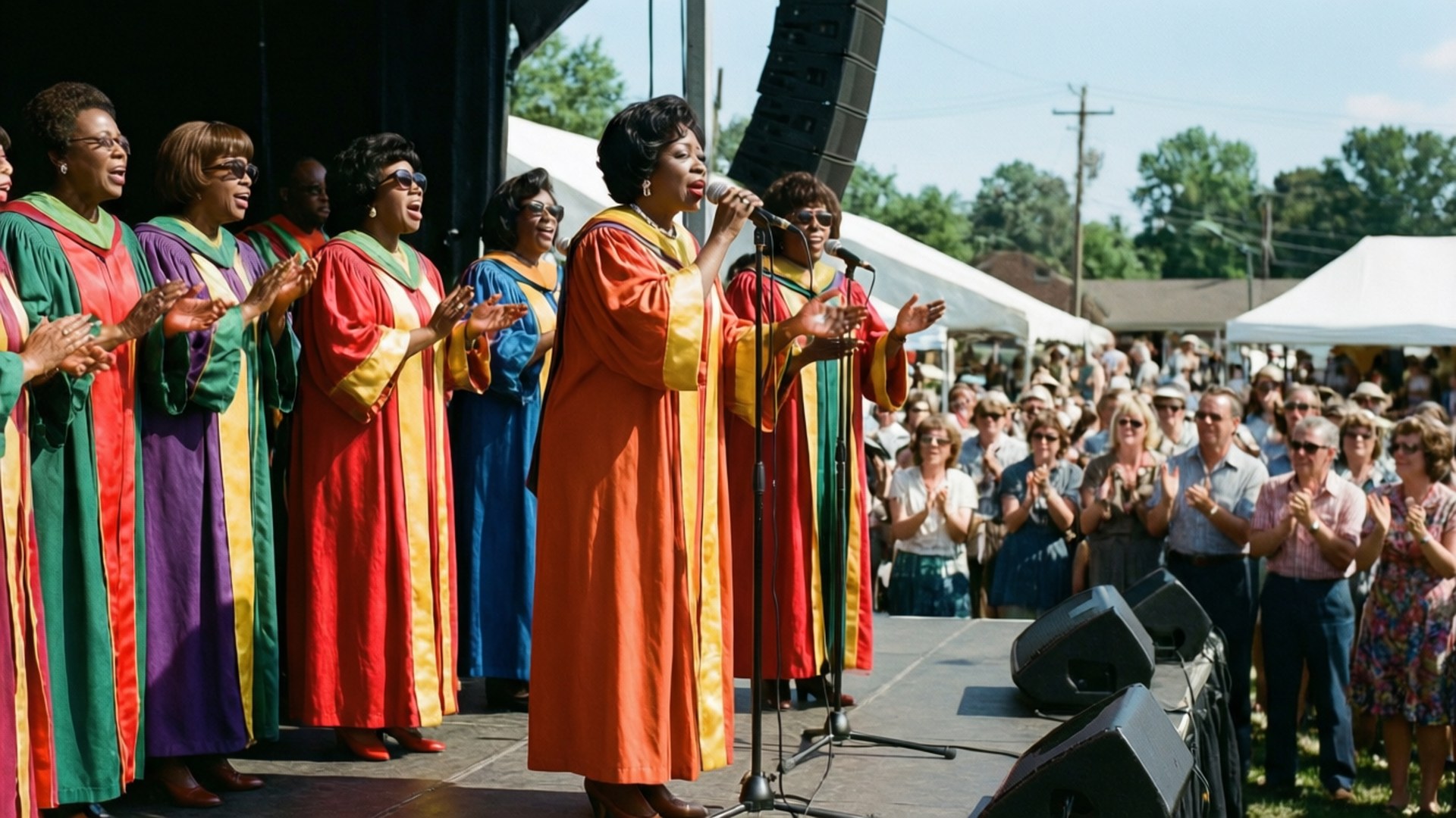 Clara Ward Singers, outdoor gospel festival, colorful, Full HD Desktop Wallpaper