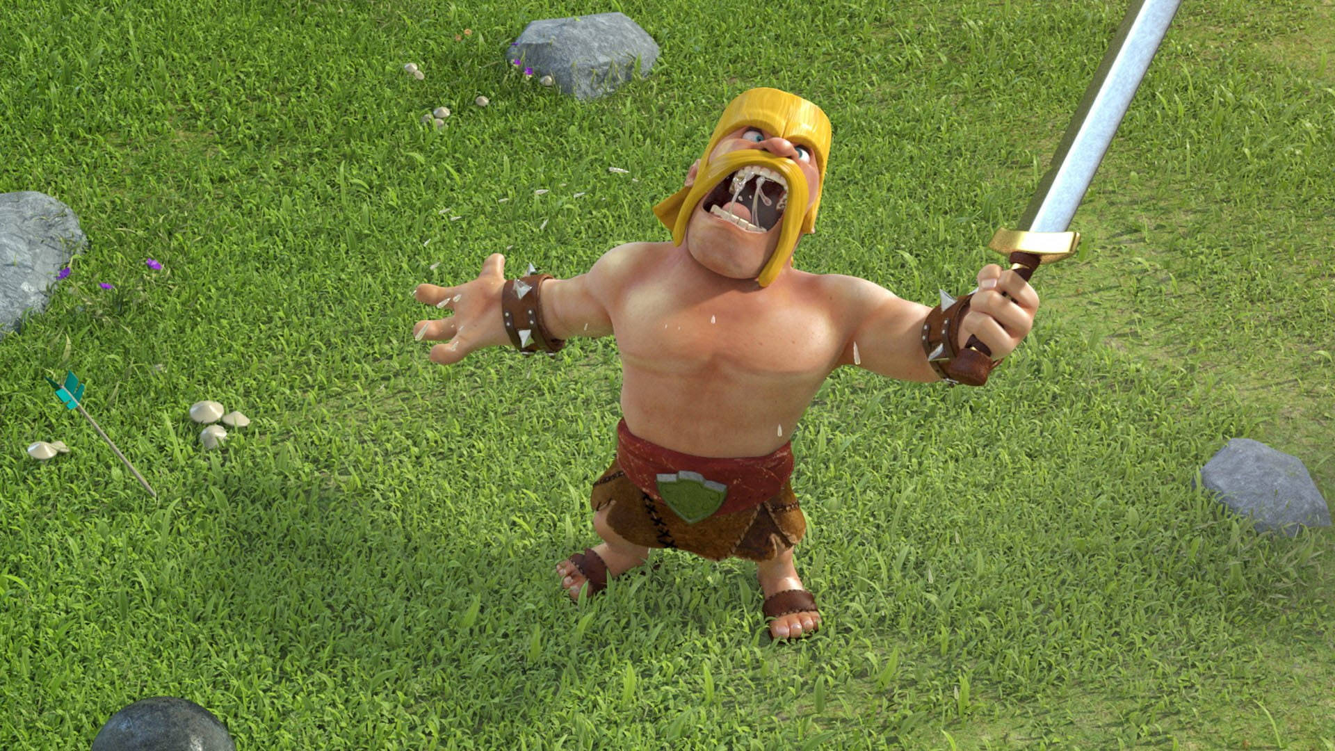Clash Of Clans, barbarian, yellow helmet, Full HD Desktop Wallpaper