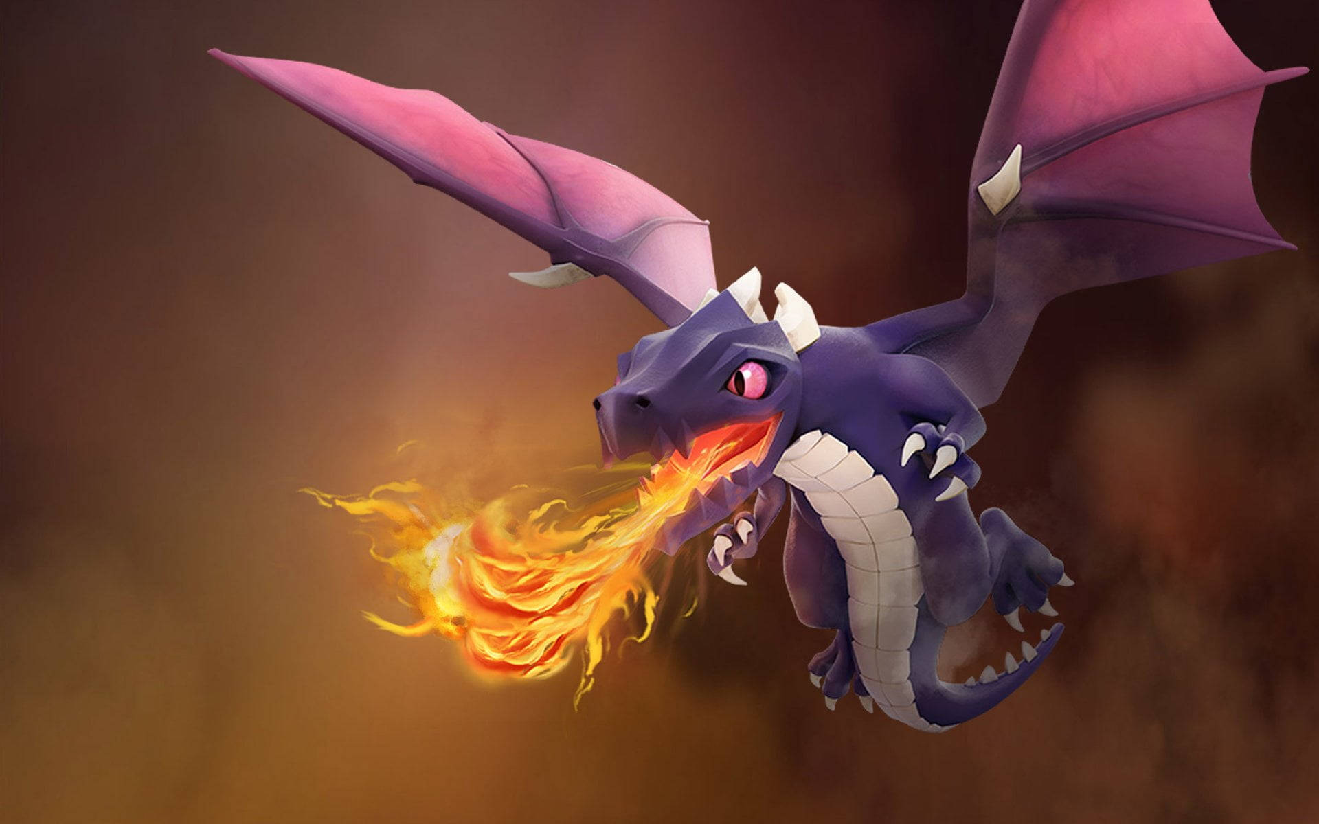 Clash of Clans, purple dragon, pink wings, Full HD Desktop Wallpaper