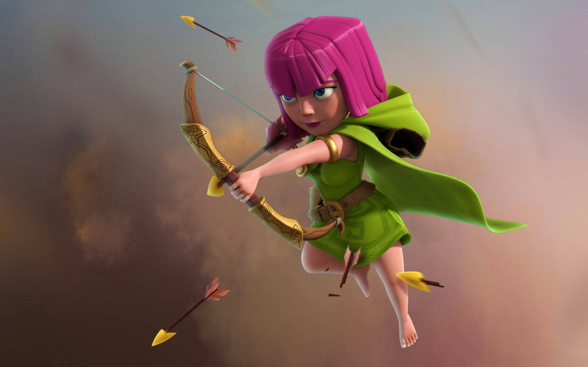 Clash Of Clans, archer, pink-haired, Full HD Desktop Wallpaper