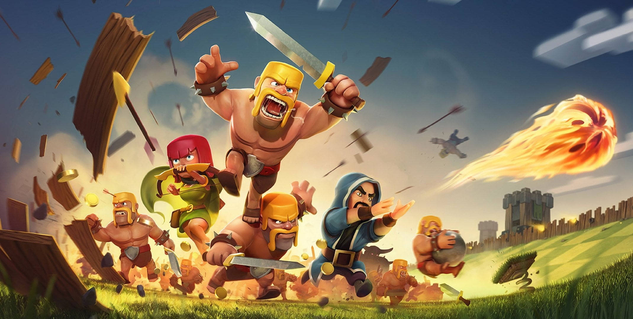 Clash Of Clans, cartoonish warriors, grassy field, Full HD Desktop Wallpaper