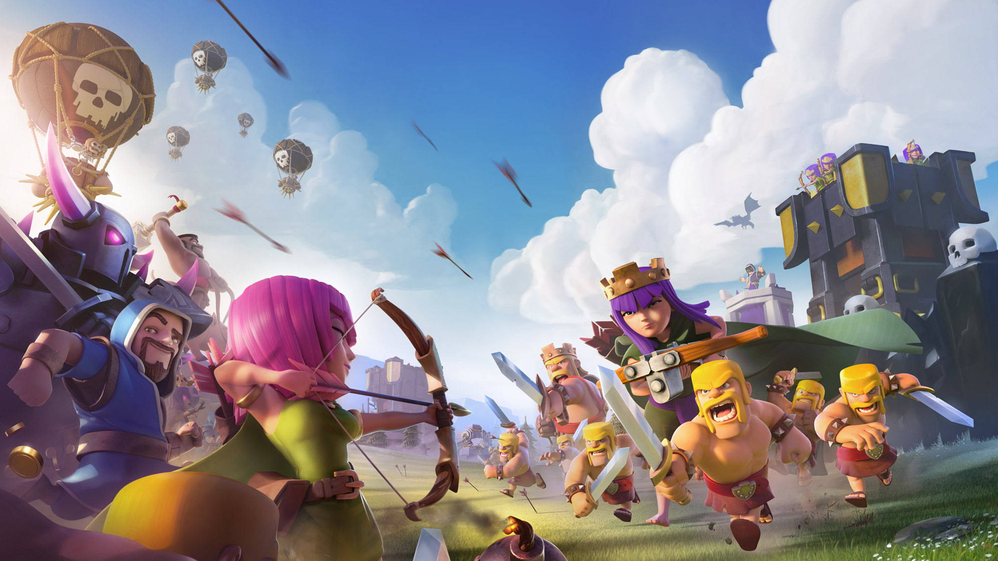 Clash Of Clans, warriors, grassy field, Full HD Desktop Wallpaper