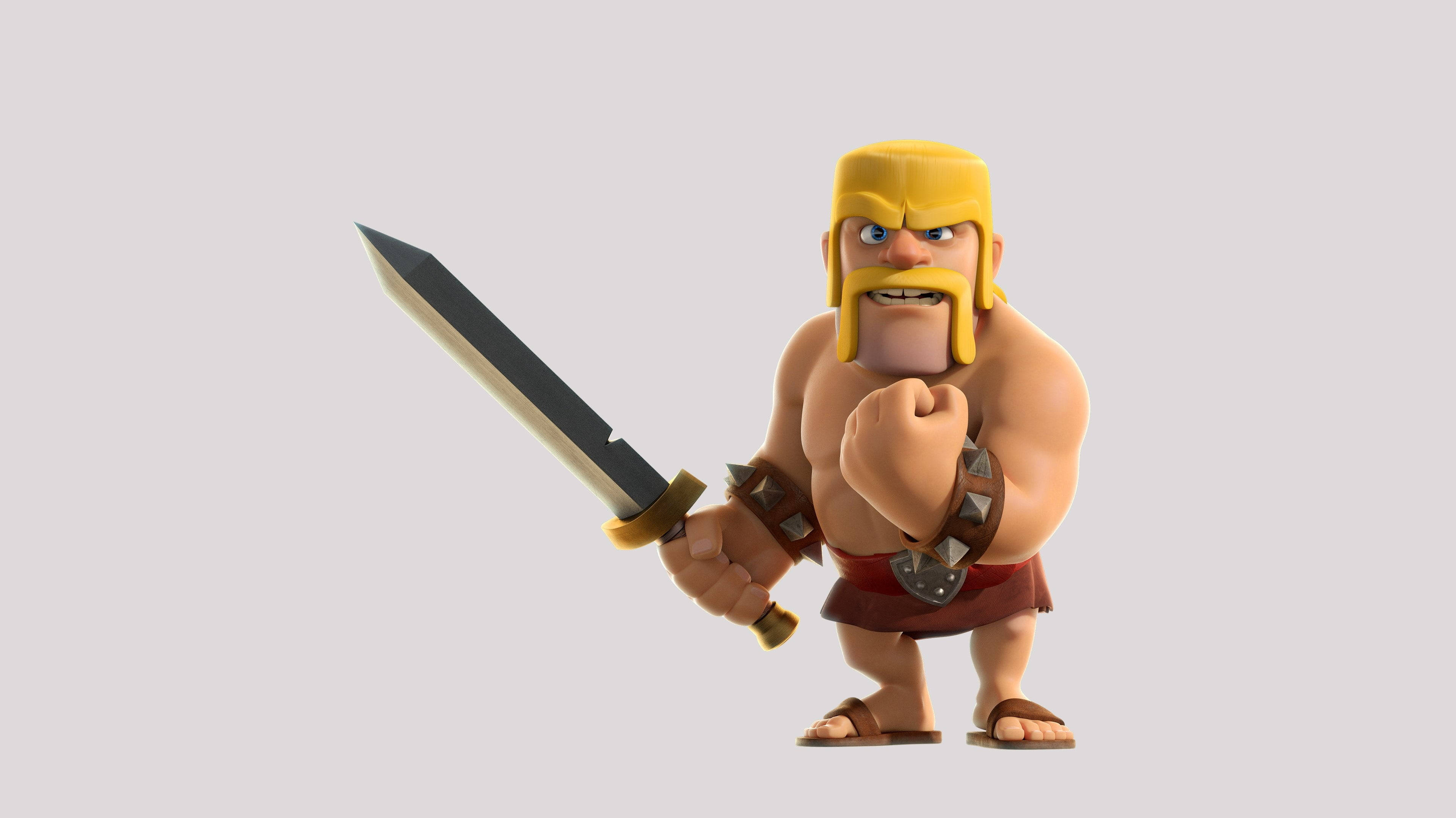Clash Of Clans, blond barbarian, yellow helmet, 4K Desktop Wallpaper