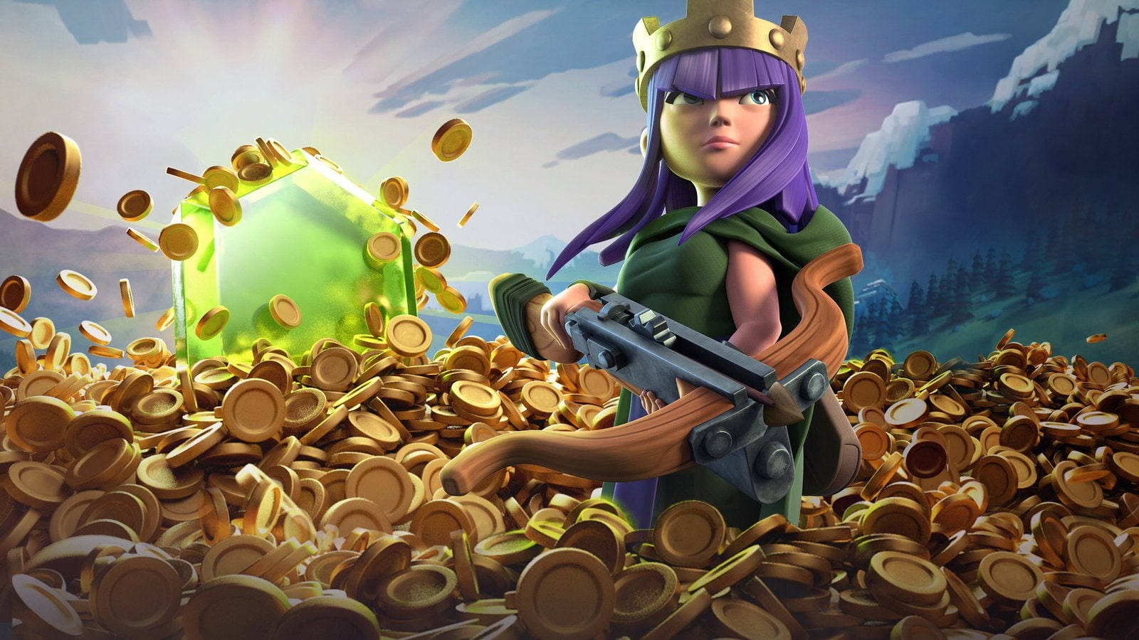Clash Of Clans, purple-haired queen, crown, HD Desktop Wallpaper