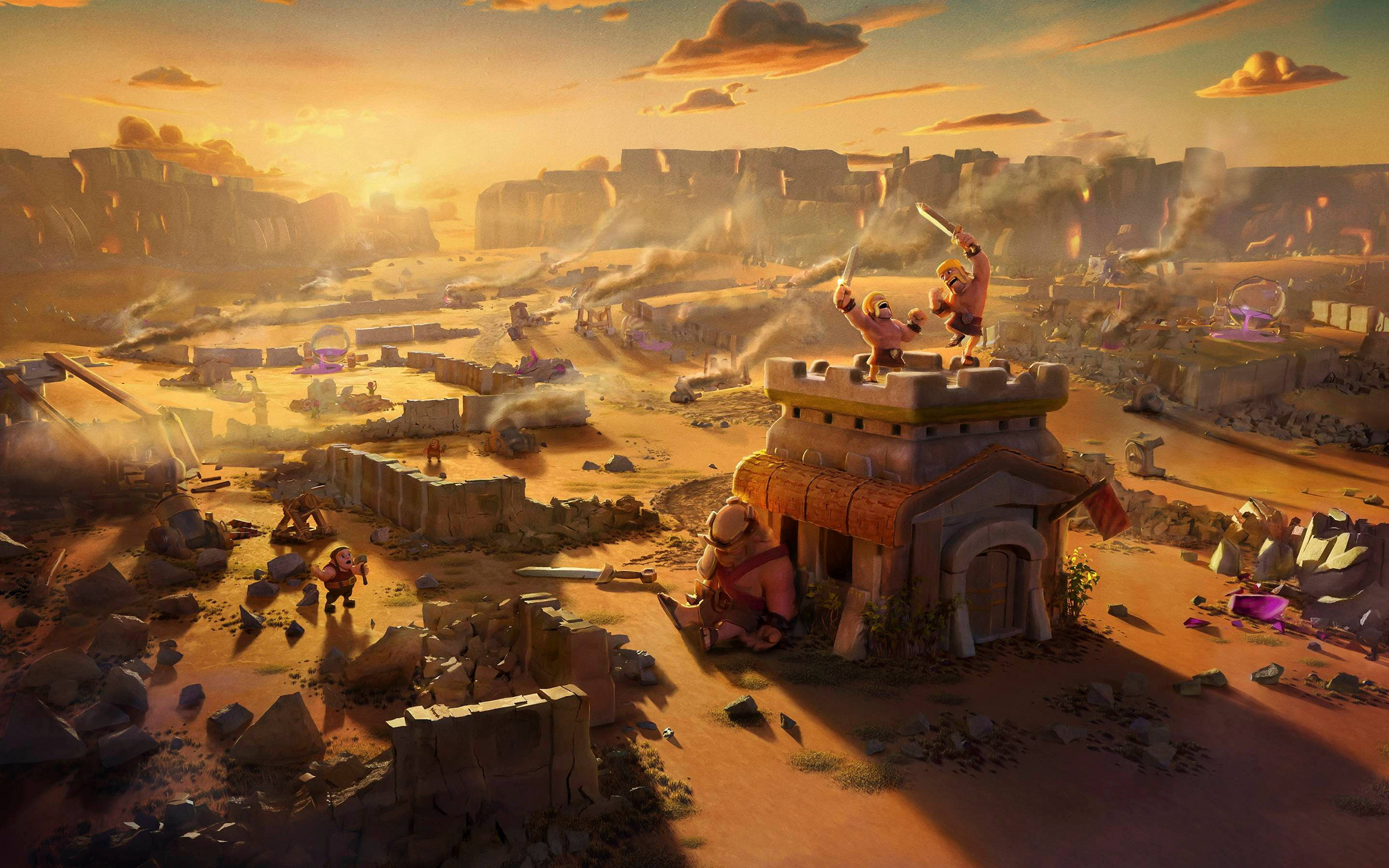 Clash Of Clans, town, crumbling fortress, 2K Desktop Wallpaper