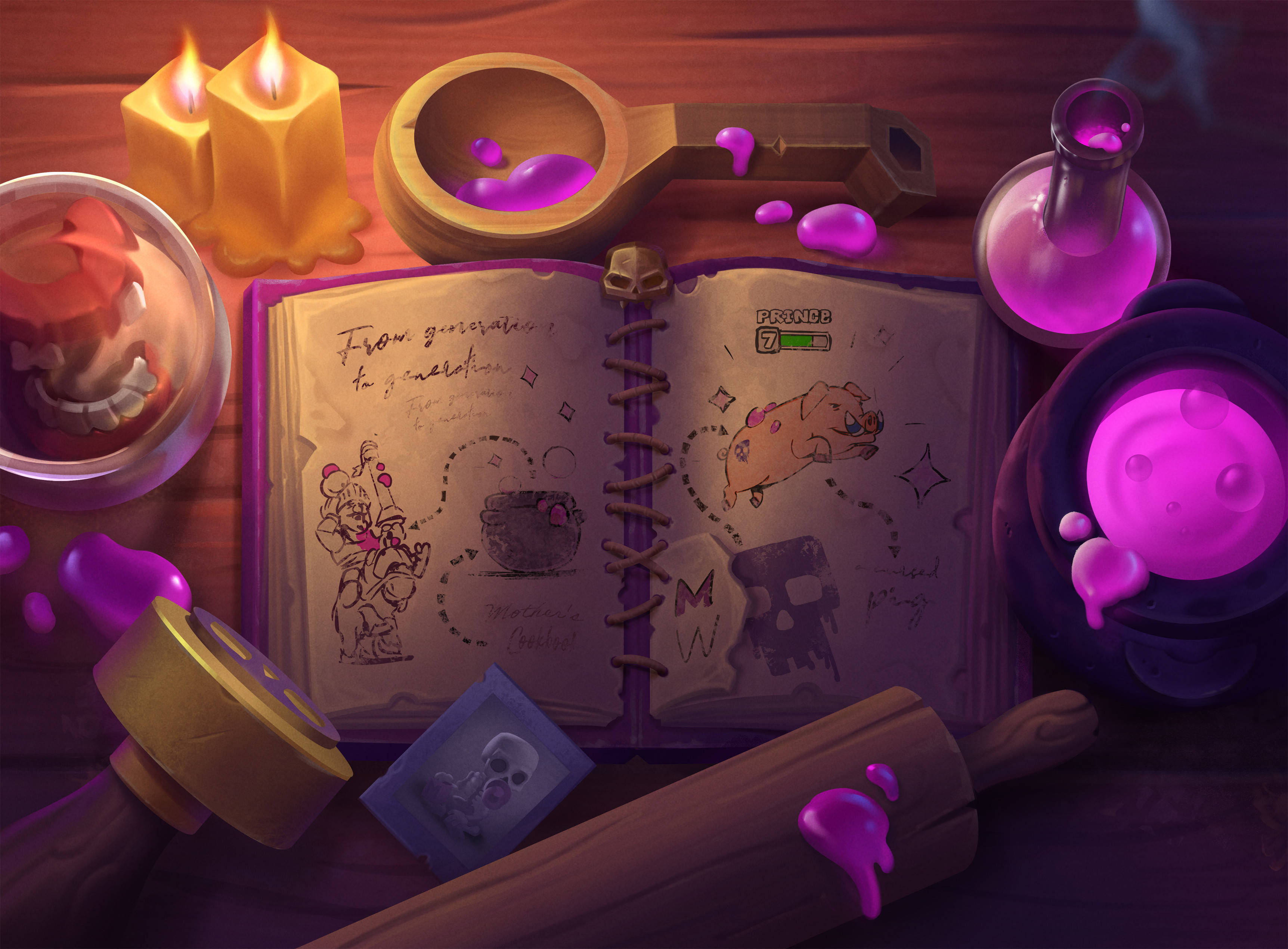 Clash Royale, purple potion, glowing purple potions, 2K Desktop Wallpaper