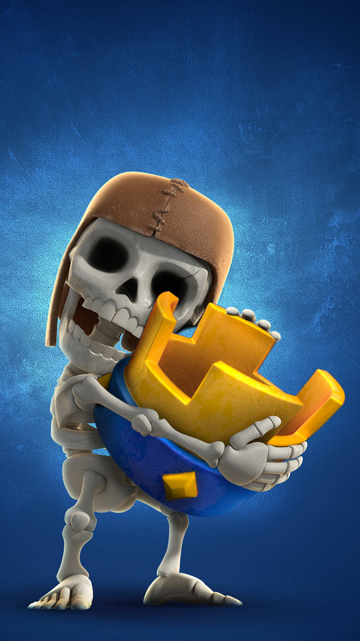 Clash Royale, skeleton, brown aviator cap, Full HD Phone Wallpaper